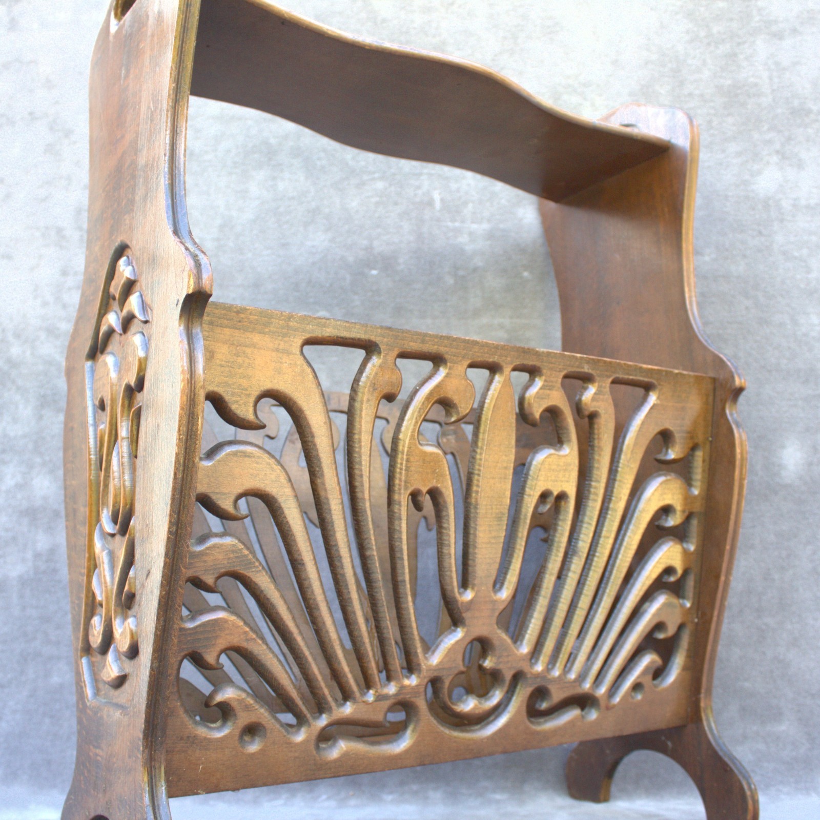 Authentic french wooden newspaper magazine rack storage Art Nouveau home decor