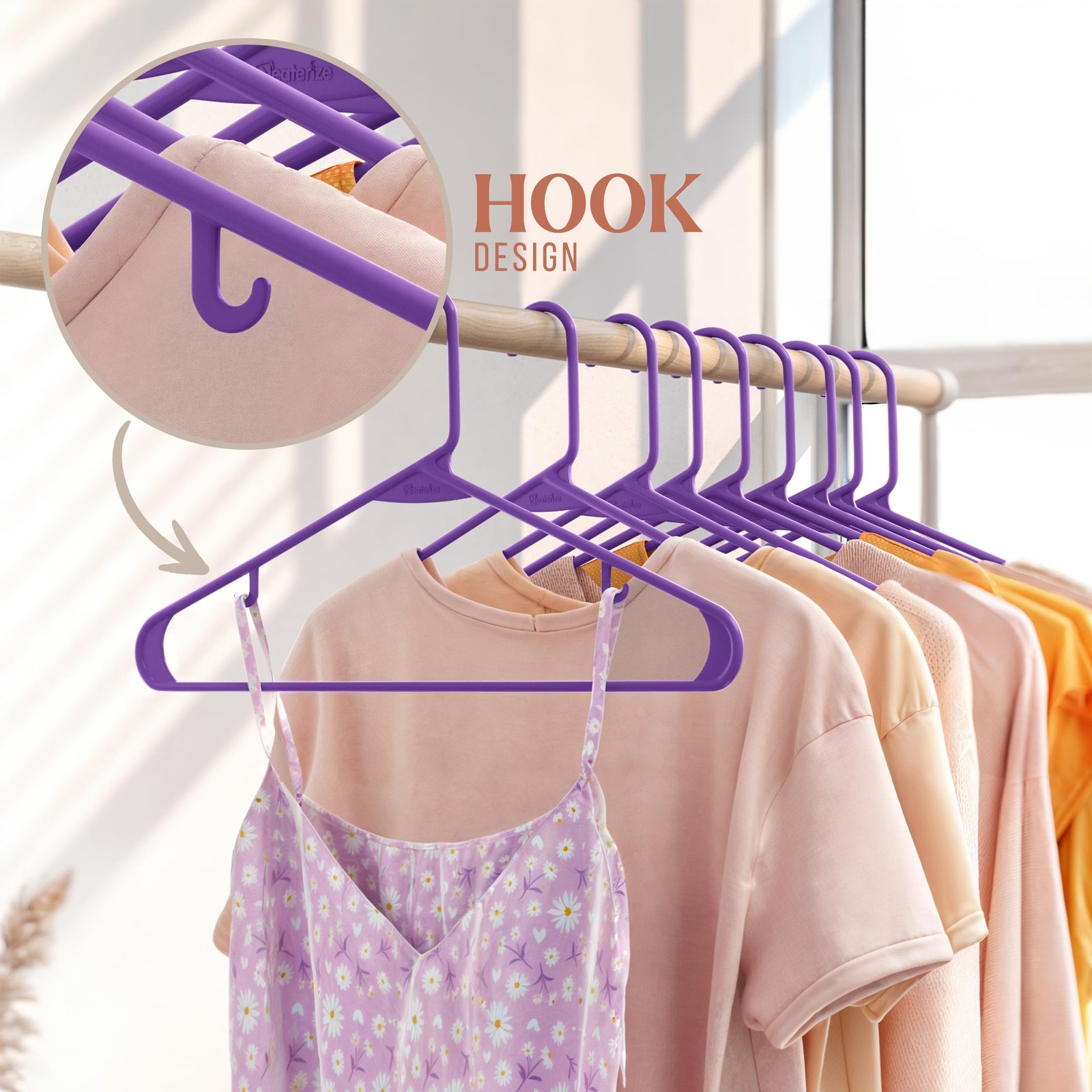 Purple Plastic Hangers 20 Pack – Space Saving Clothes Hangers for Closet