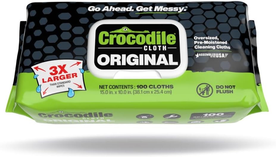Crocodile Cloth Original Cleaning Wipes, 600 Count (6 Packs of 100)15” x 10”,NEW