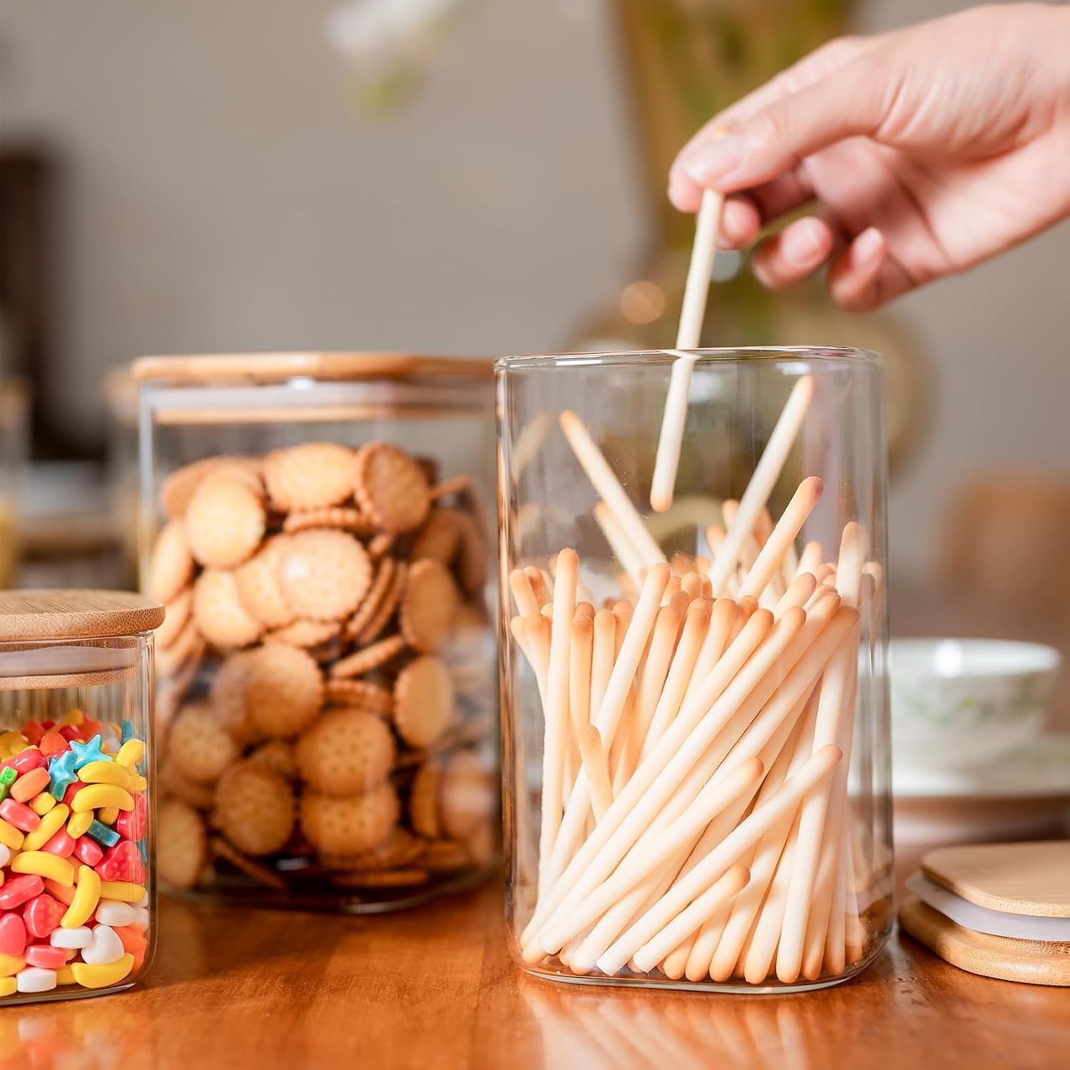 Glass Food Storage Jars 37 oz Set of 6,Glass Storage Containers
