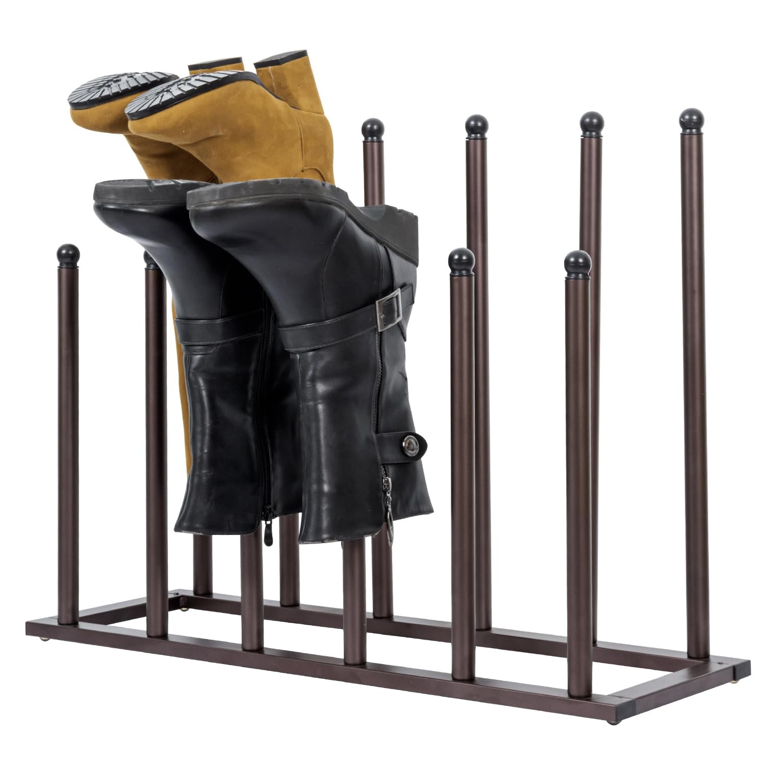 Bronze Tone Metal Freestanding Boot Rack, Shoe Rack for Mens Womens Cowboy Bo…
