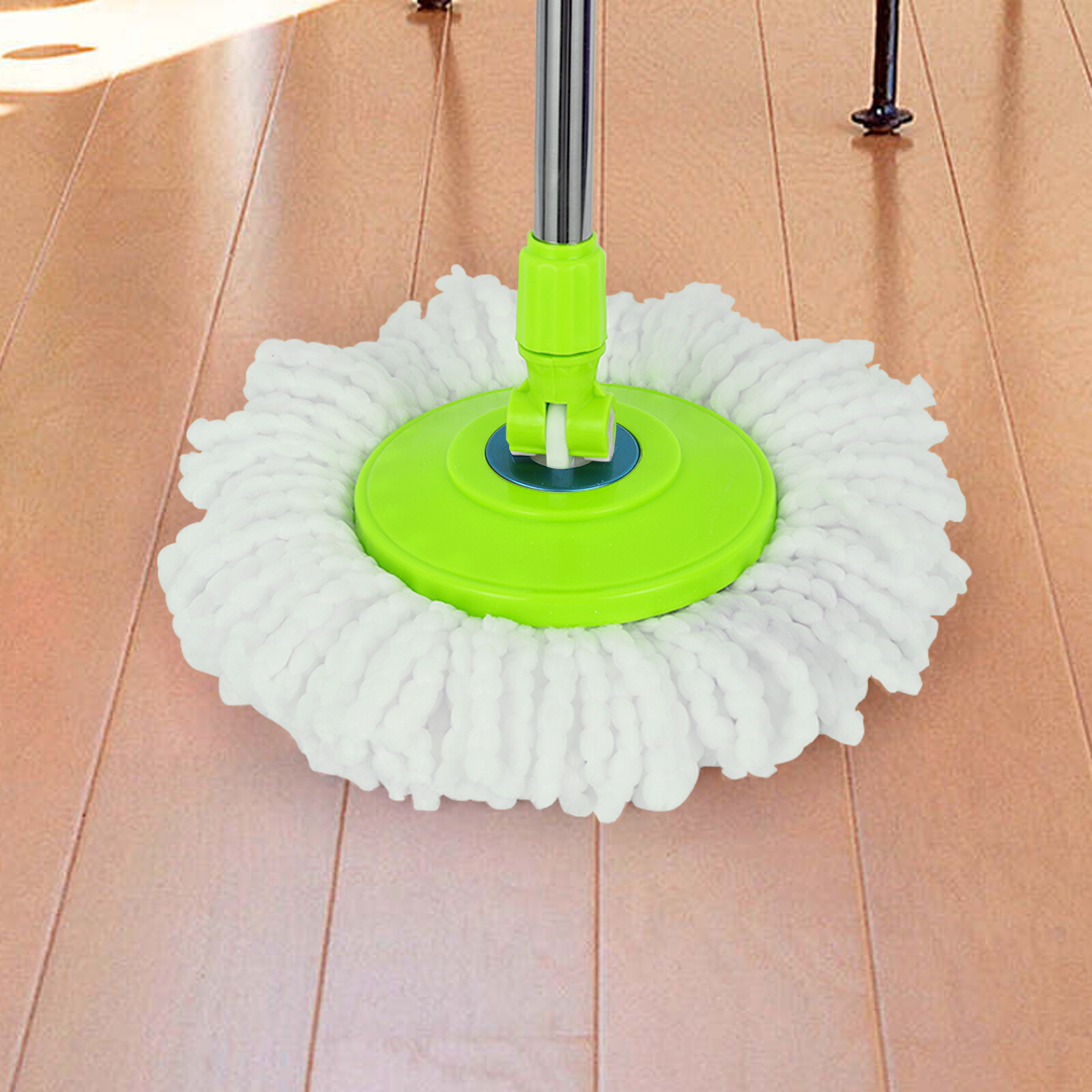 Spinning Mop Pole Handle Replacement for 360° Rotating Cleaning Tool+2 Mop Heads