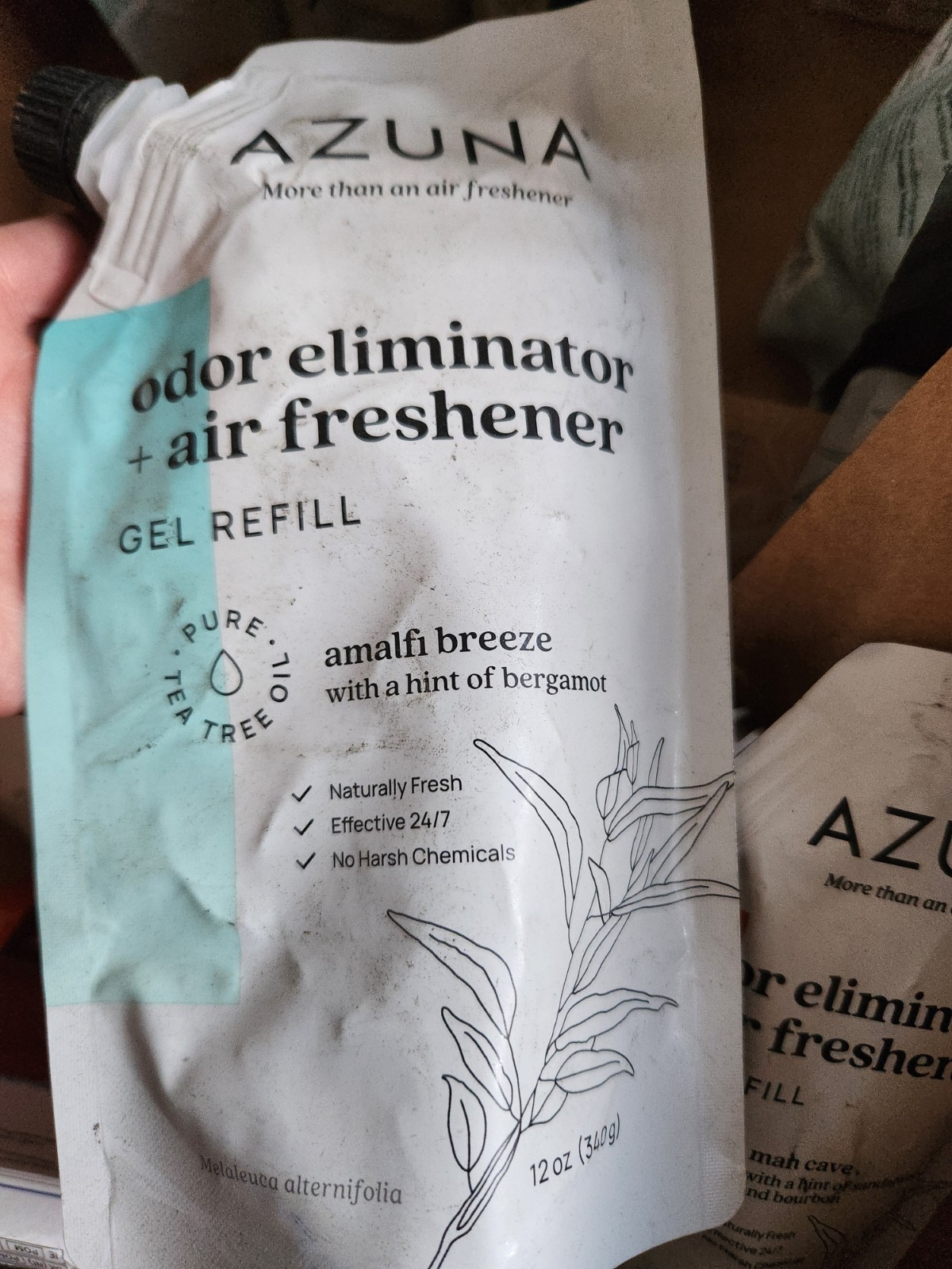 AZUNA Air Freshener & Odor Eliminator – Amalfi Breeze Gel ,12 oz – Refill Pouch