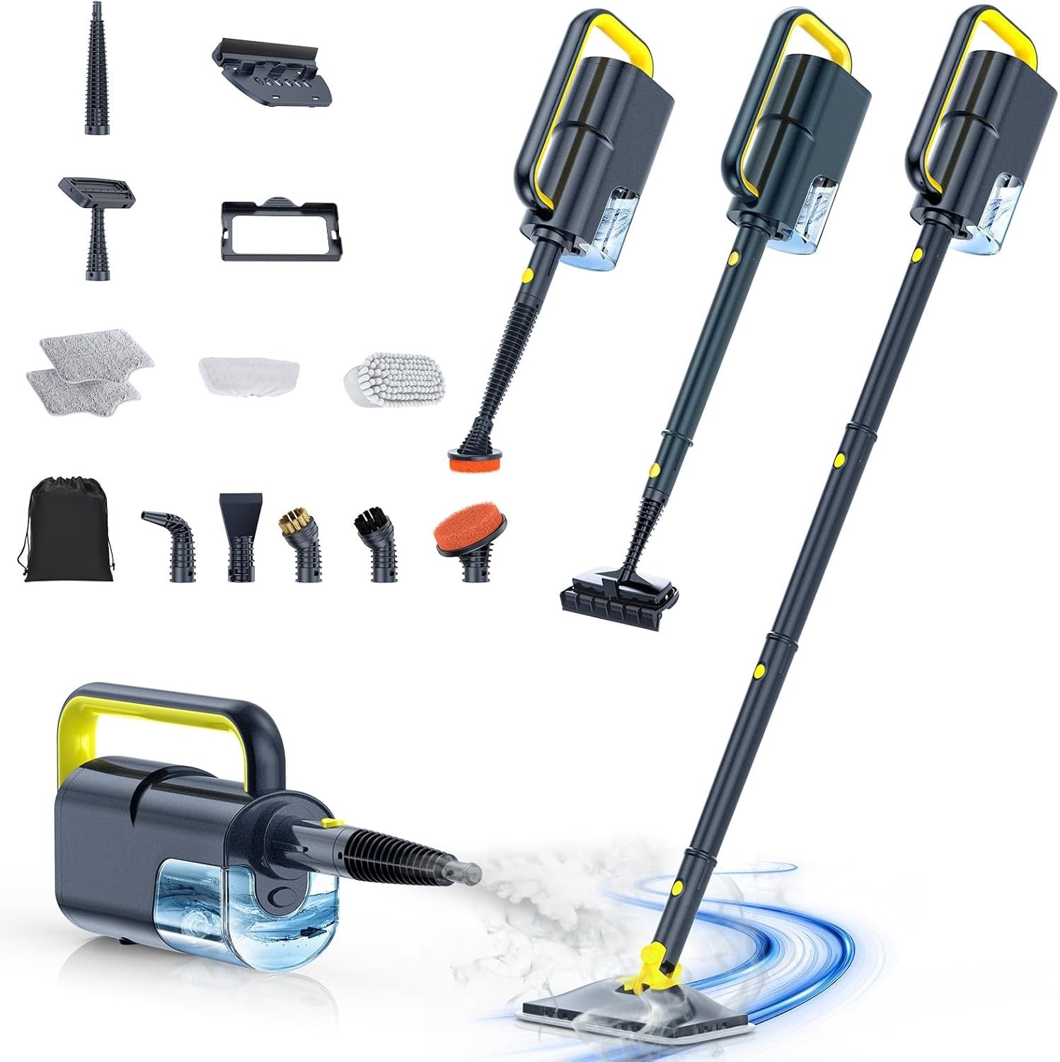 10-in-1 Steam Mop Cleaner, Quick Heat, 350ml Tank, Gray