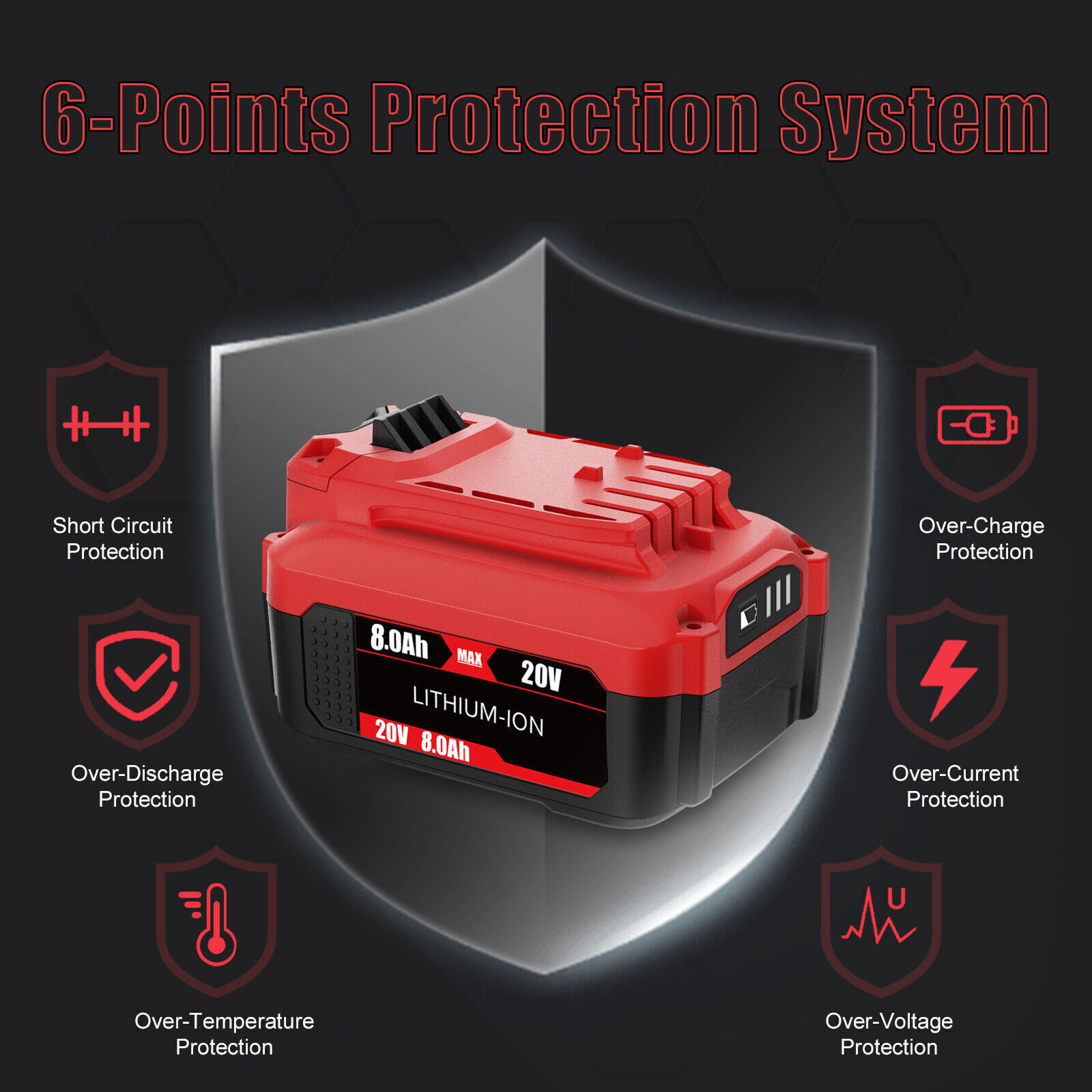 2PACK 8.0Ah 20V For Craftsman V20 Li-Ion Battery CMCB205 CMCB204 CMCB206 CMCB202