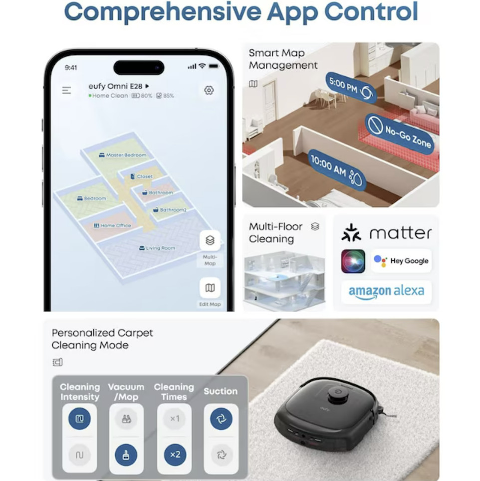 Eufy E28 Omni Robot Vacuum For Carpet Hardwood Floors Free Shipping New