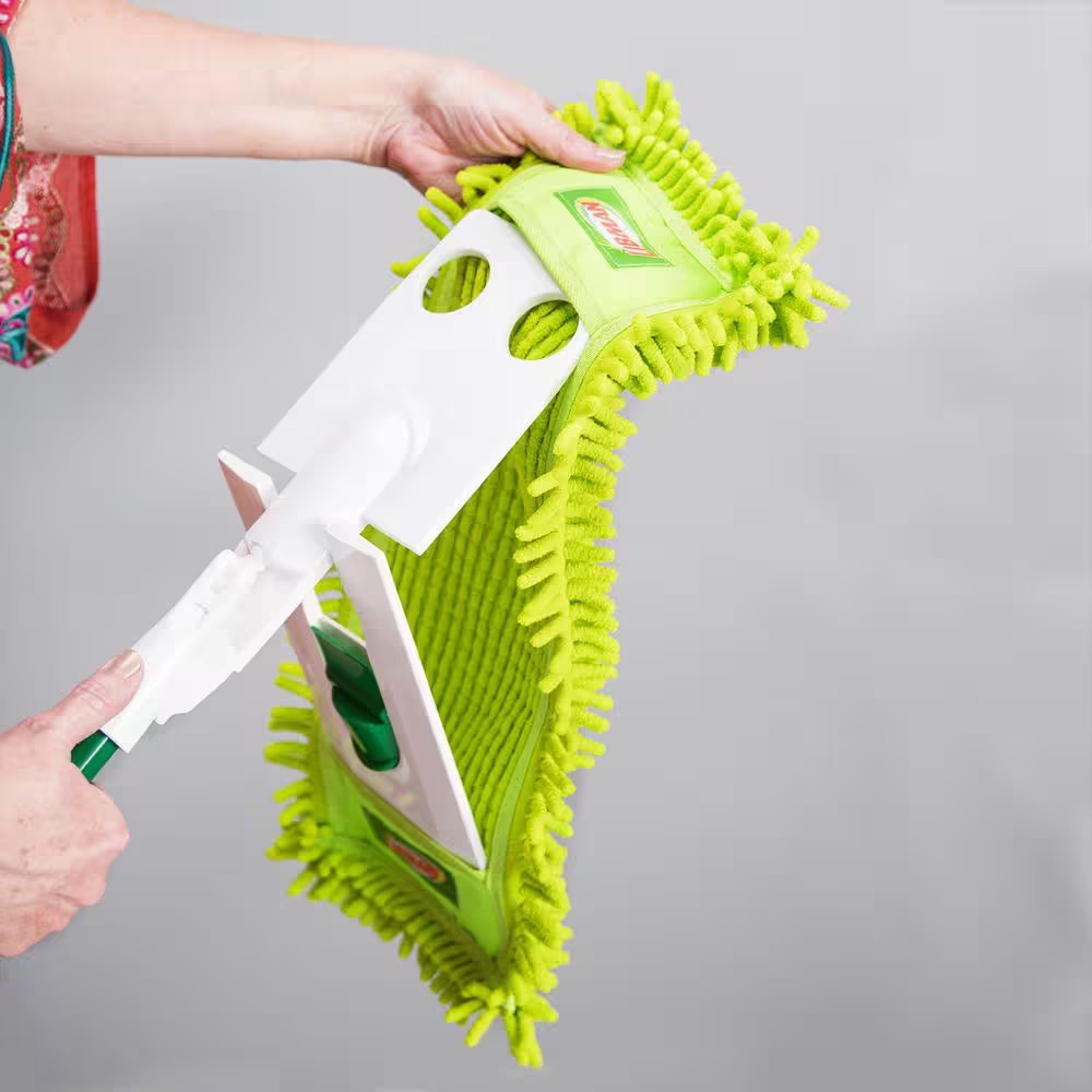 18 In. Microfiber Fingers Dust Flat Mop with 2-Piece Handle