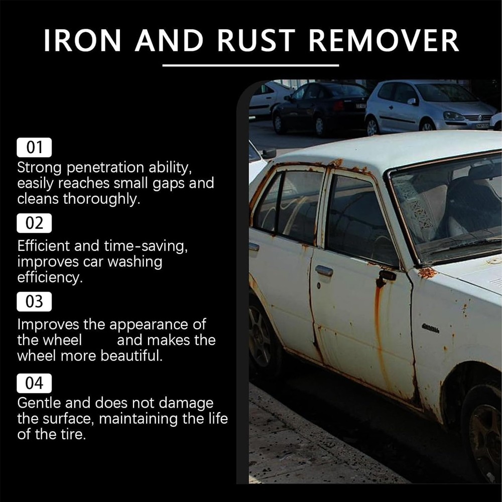 Iron Eraser Rust Remover Spray, Car Wheel Paint Brake Dust Fast Cleaner 120ML US