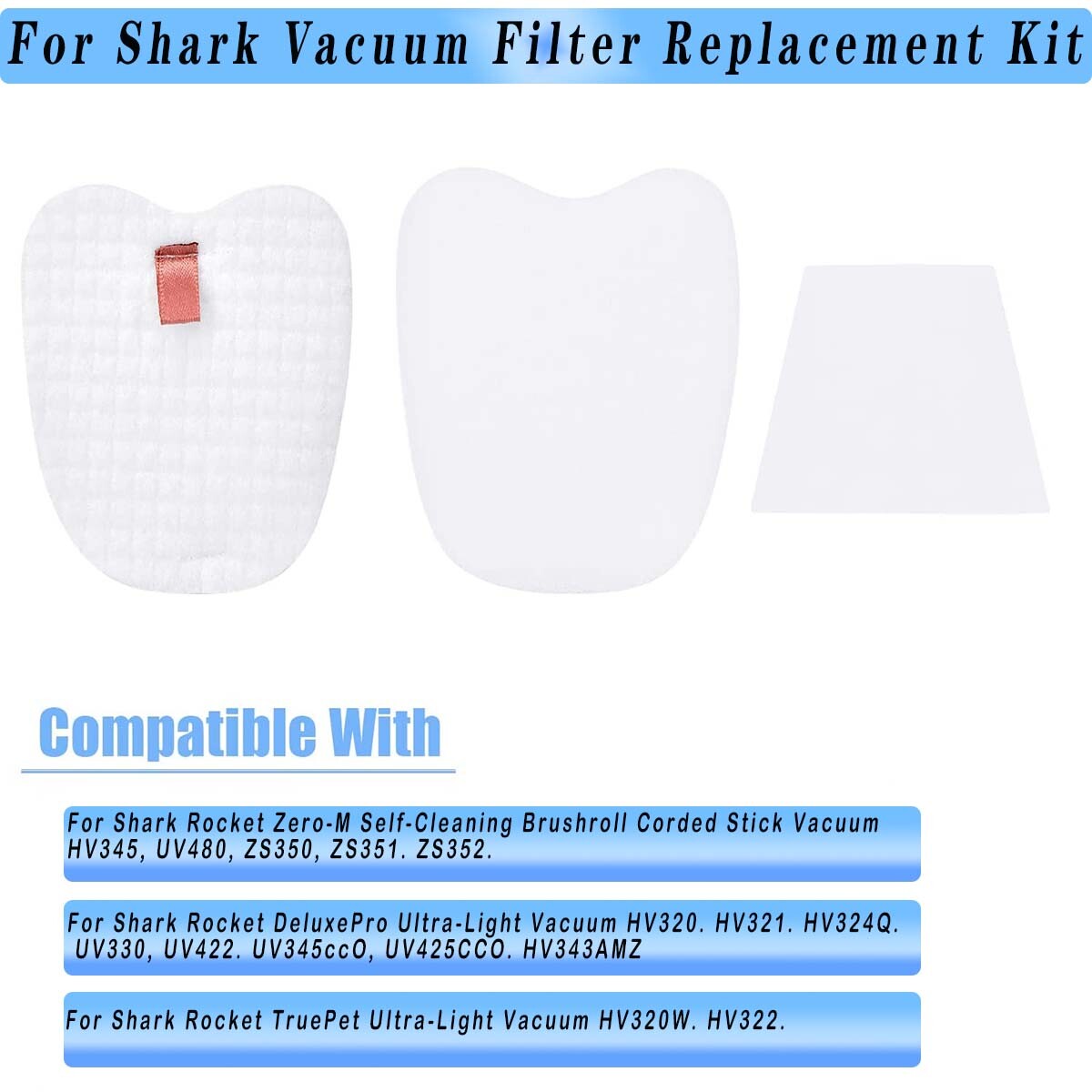 Foam + Felt for Shark Rocket APEX DuoClean HV381C HV384Q, #XPSTFH380