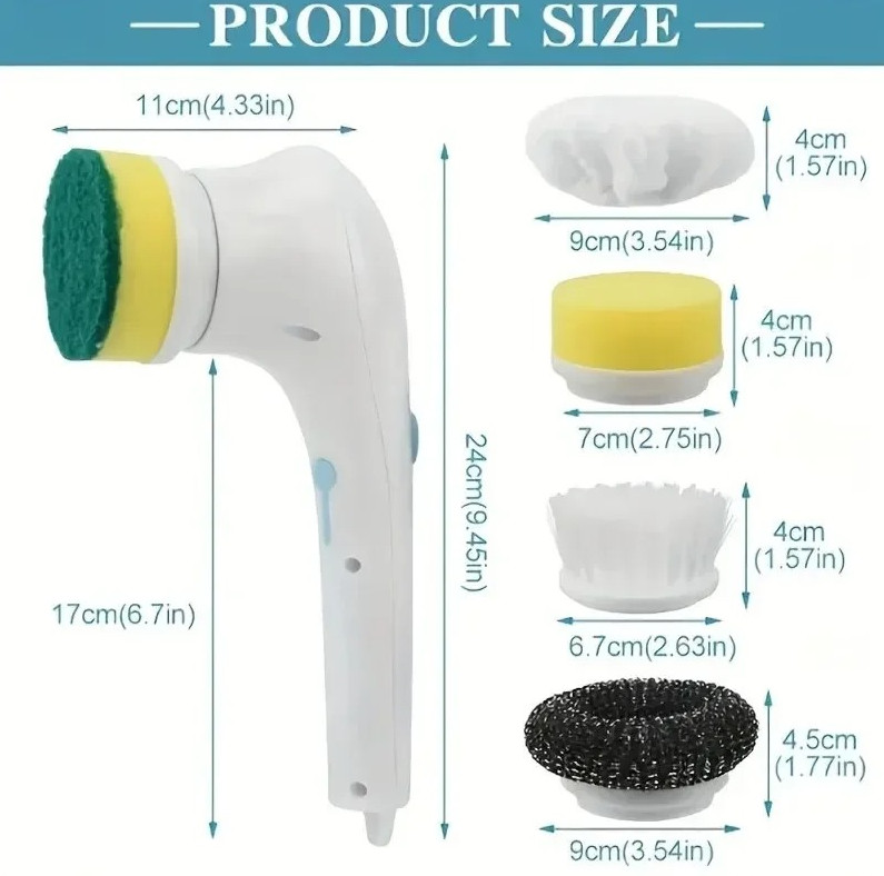 1Set Five-in-One Multifunctional Electric Cleaning Brush for Bathroom & Kitchen