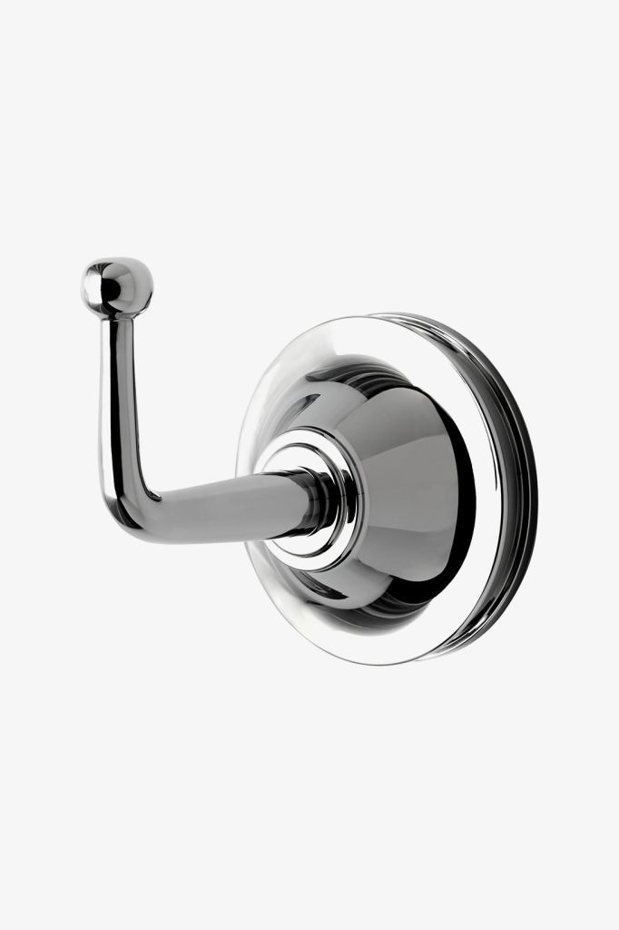 Water Works Transit Single Hook polished chrome wall mounted robe hook