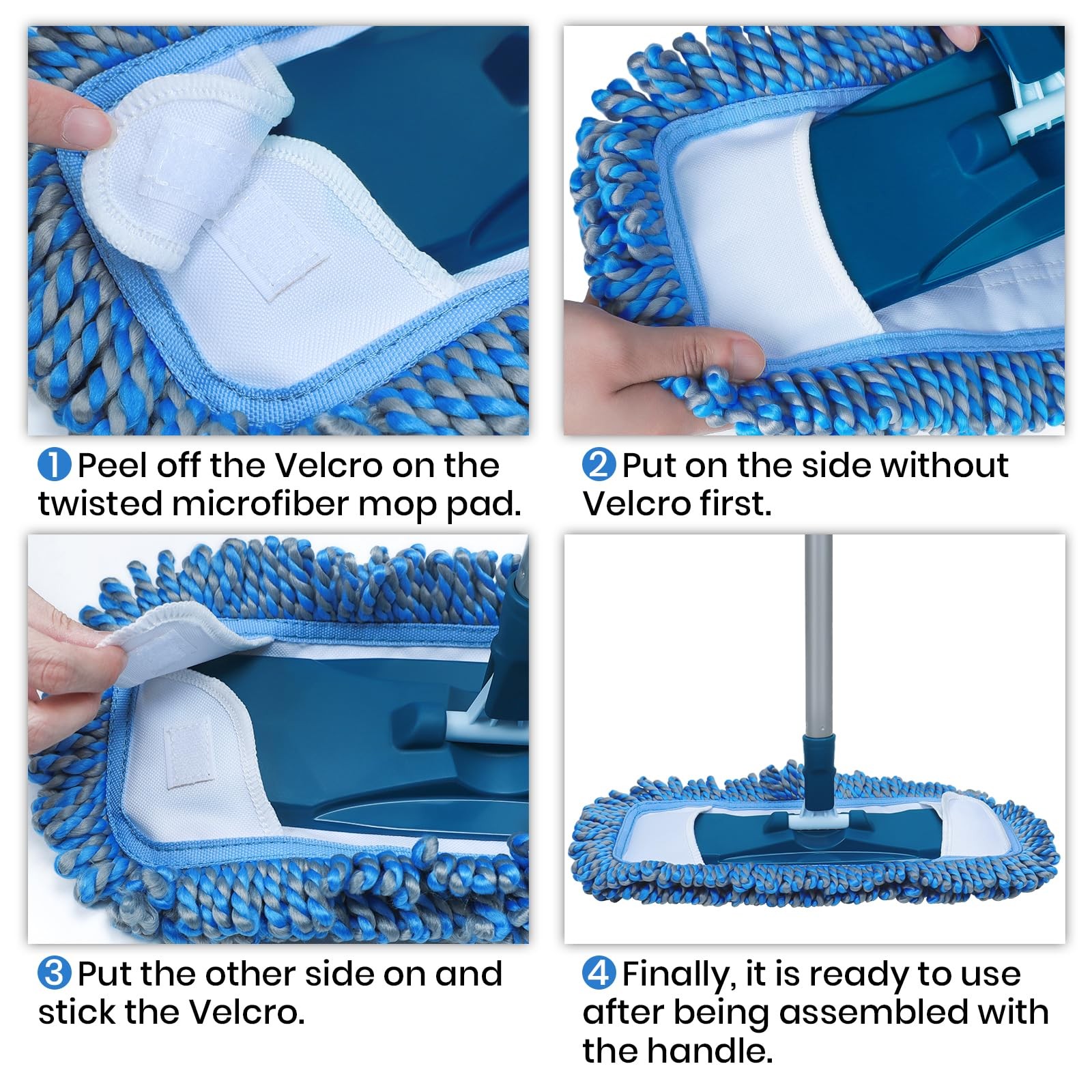 TrueYee Dust Mop for Hardwood Floors with 57″ Long Handle, Blue and Silvery