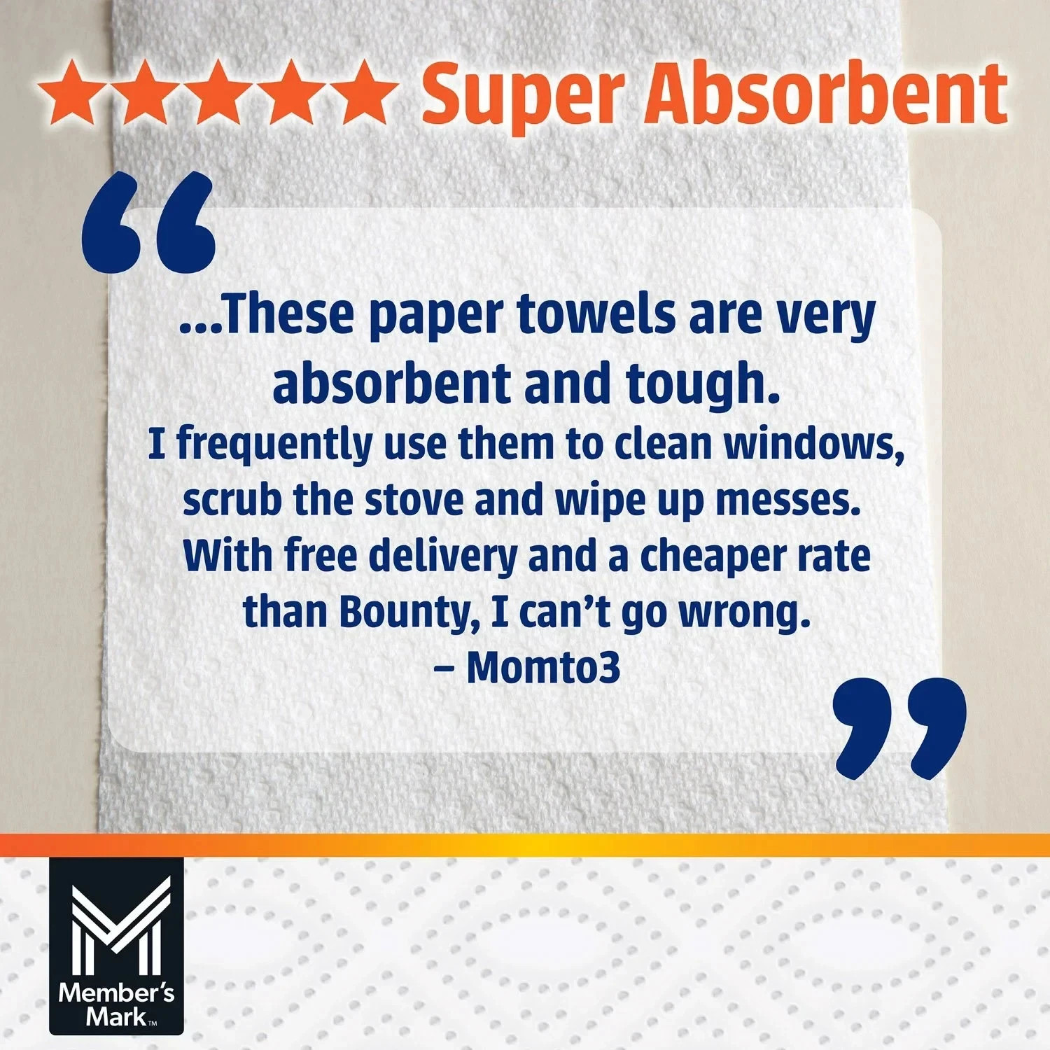 Member’s Mark Paper Towels 15 Mega Rolls | Durable 2-Ply | Ultra Absorbent
