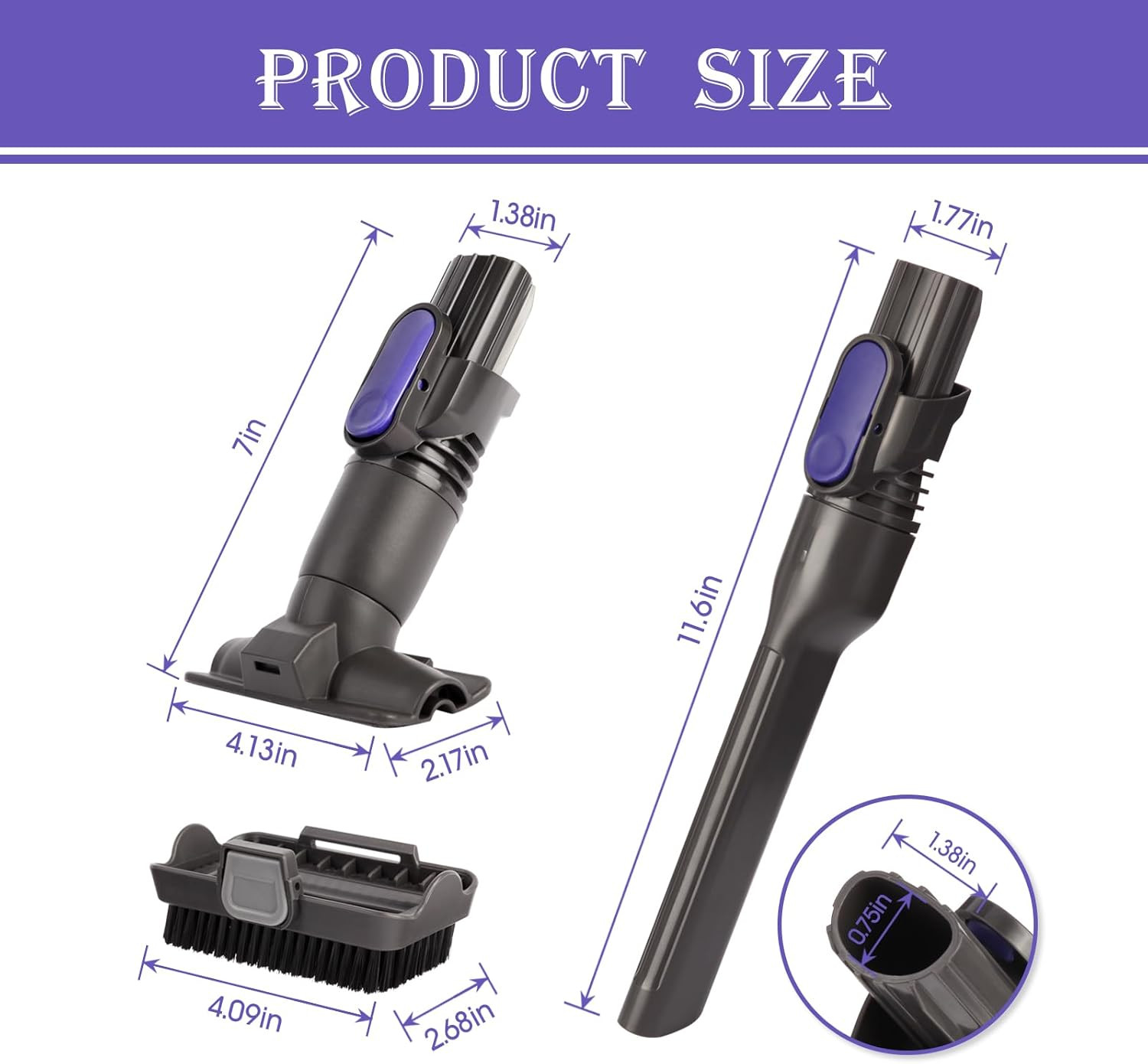 Vacuum Crevice Tool Brush Replacement Parts Compatible with Shark Pet Cordless S