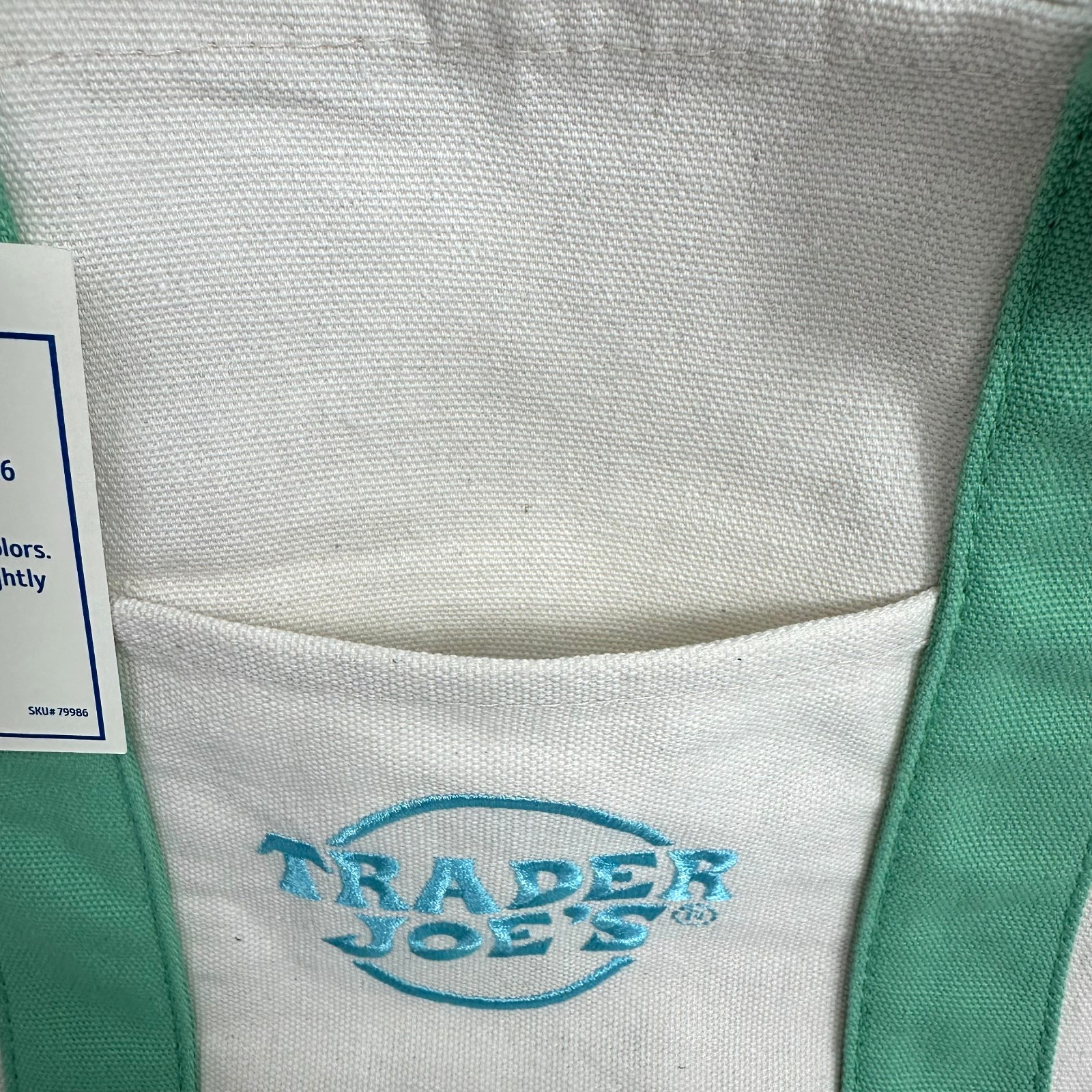 Trader Joe’s Mini Canvas Tote Bag Mint Green Pastel Reusable NEW 2026