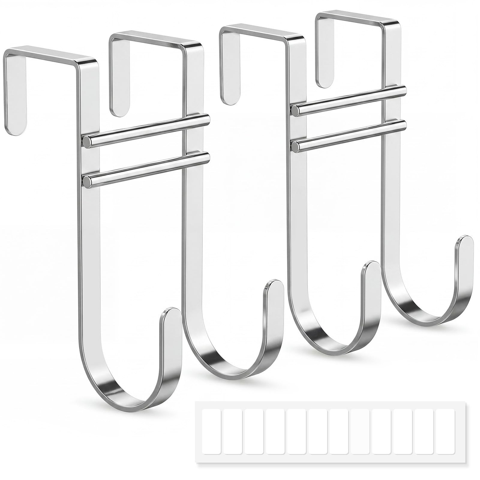 Over the Door Hooks, No Assembly Required 2 PCS Double Hanger Heavy Duty Meta…
