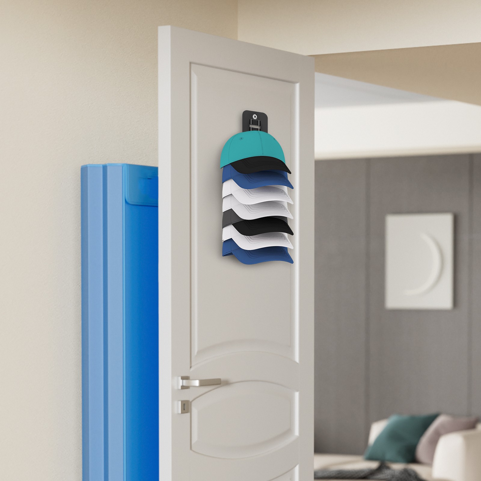 2x Hat Organizer for 16 Baseball Caps Wall-Mounted Rack No-Nail Strong Adhesive