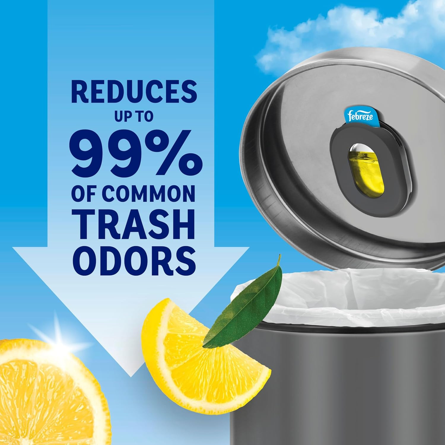 Febreze Trash Odor Fighter, Trash Can Air Freshener, Stick-On Deodorizer for Gar