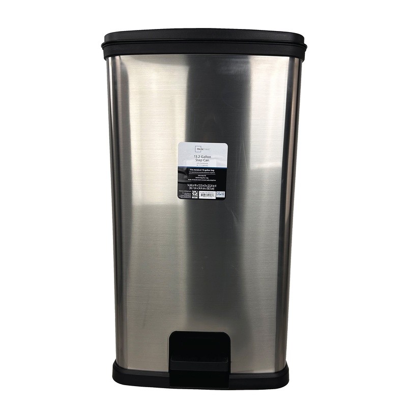 13 Gal Touchless Kitchen Trash Can Step Wastebasket Plastic W/ Lid Silver New