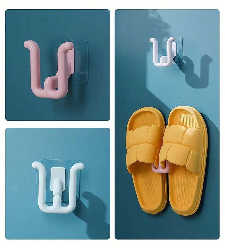 1 pc Wall-Mounted Self-Adhesive Bathroom Slipper Rack for Indoor Use–Space Saver