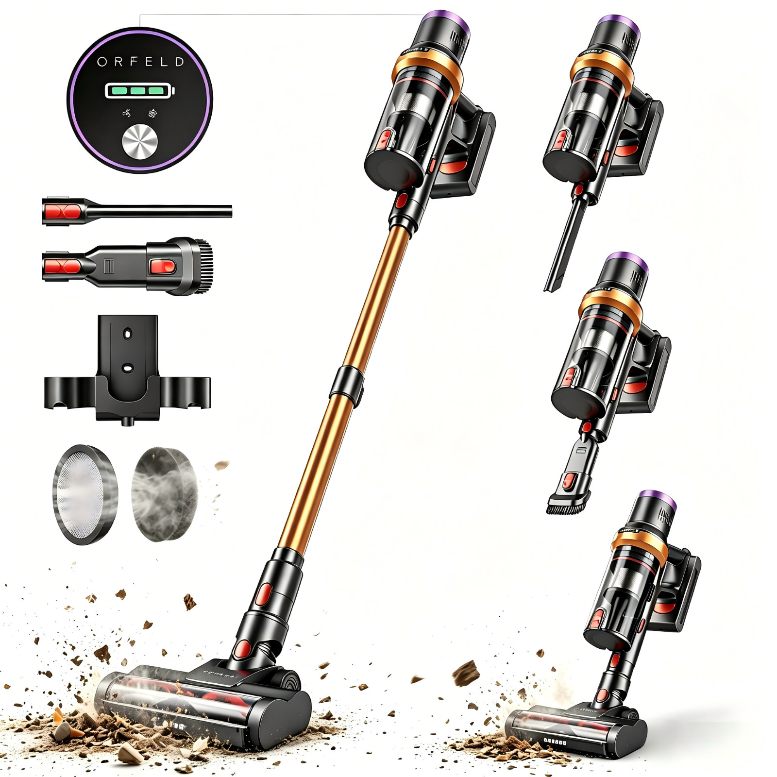 Cordless Vacuum Cleaner Stick Floor Vacuum 45min 45KPA Lightweight Rechargeable