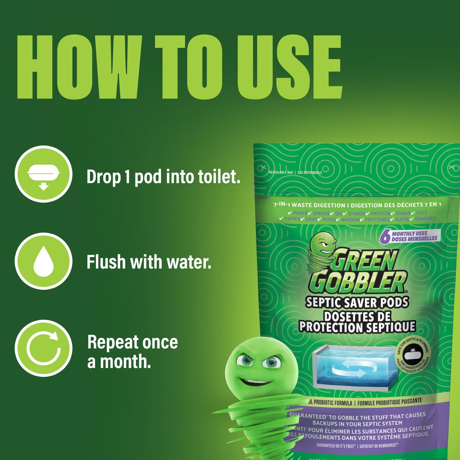 Septic Tank Enzyme Treatment Packets, 6 Month Supply – Powerful & Natural