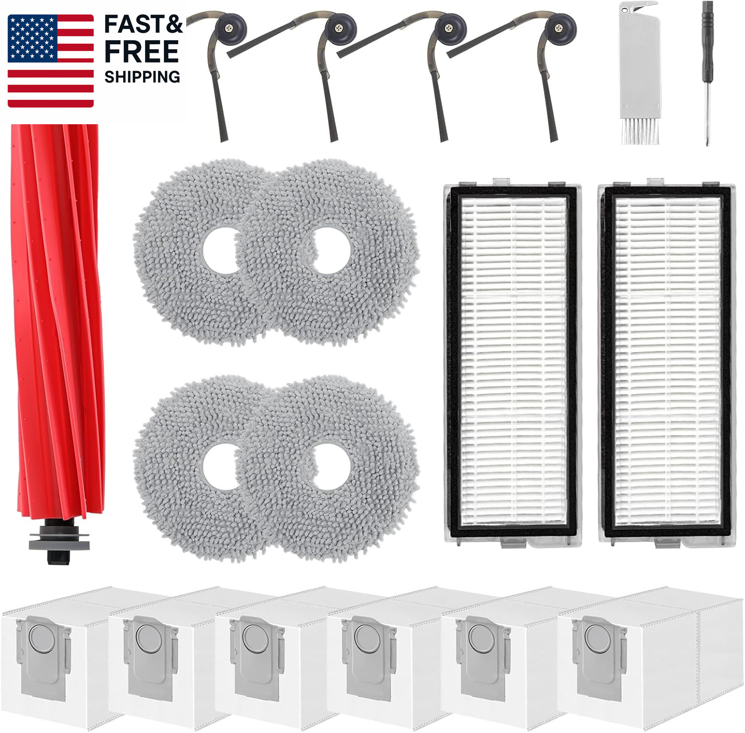 Accessories Replacement Kit for Roborock Qrevo Serie – QV 35A/QV 35S, QR 18 Pcs