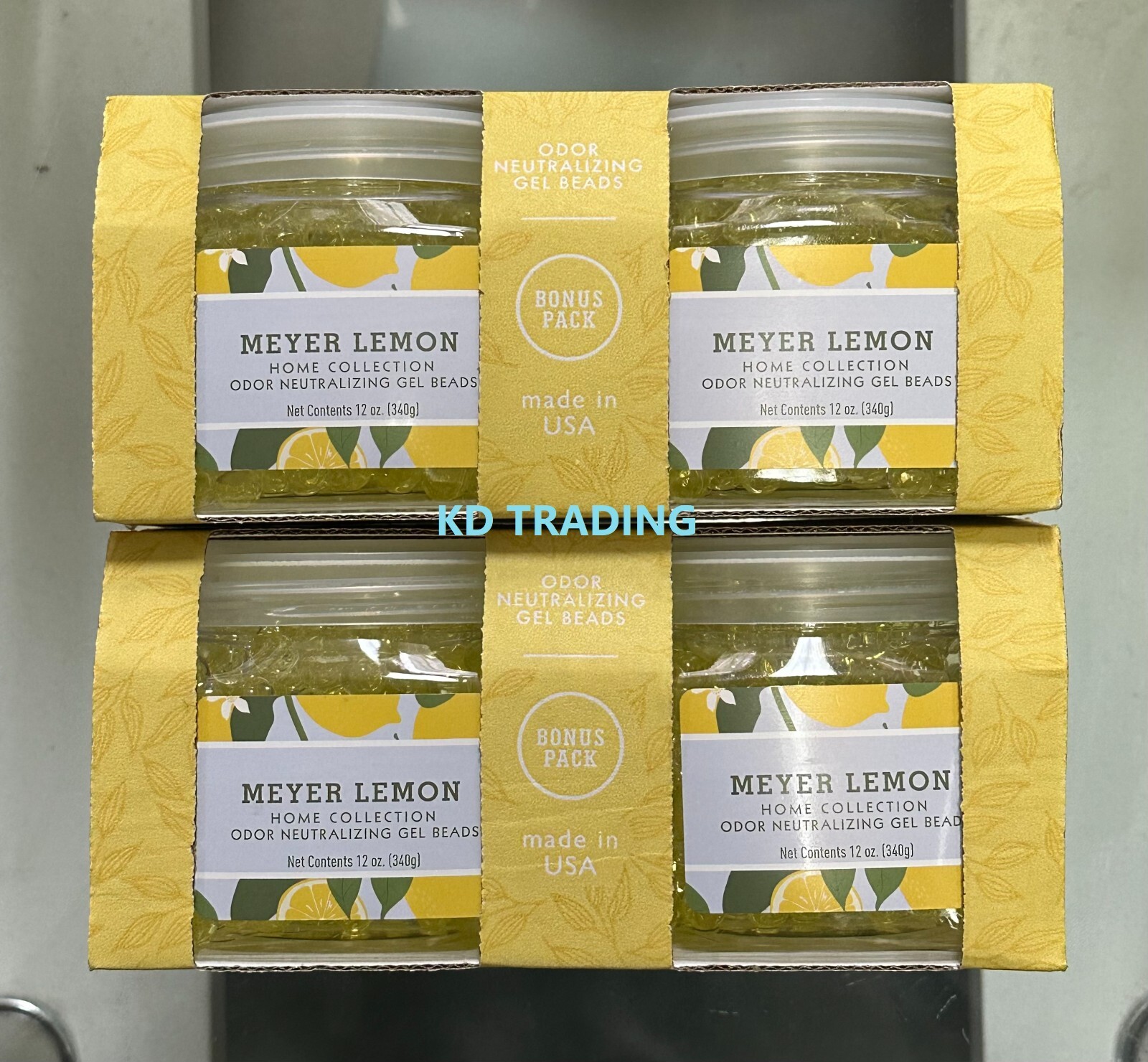 (4-Pk) HOME COLLECTION Natural Air Fresh ODOR NEUTRALIZING GEL BEADS MEYER LEMON