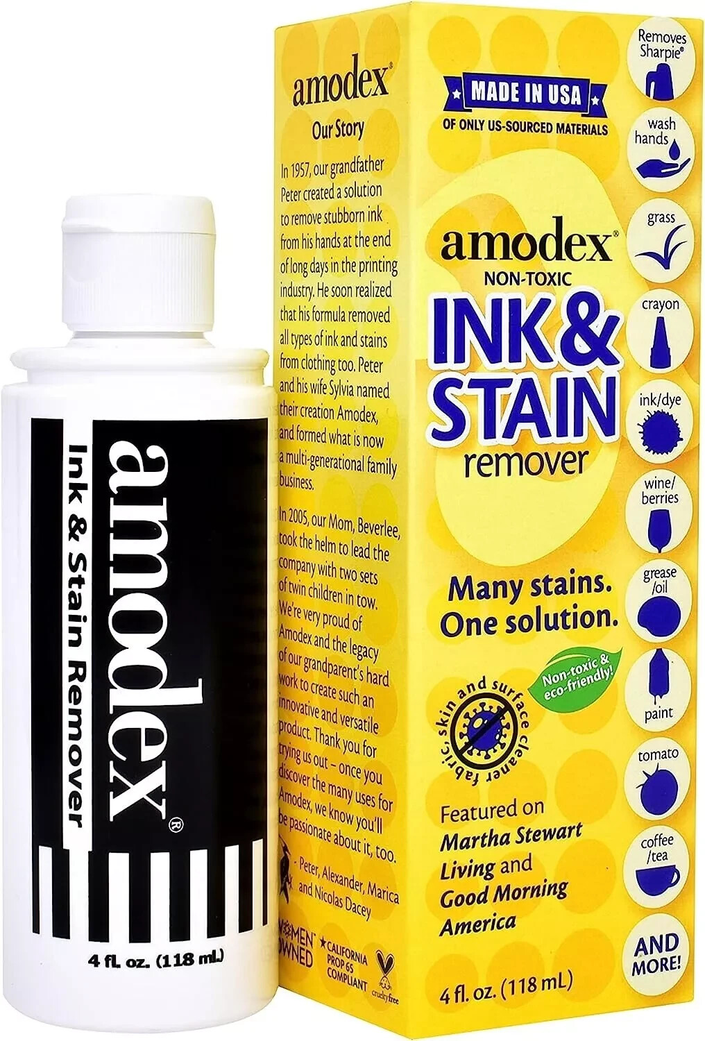 NON-TOXIC Amodex Ink and Stain Remover Cleans Marker Ink Crayon Pen Makeup USA