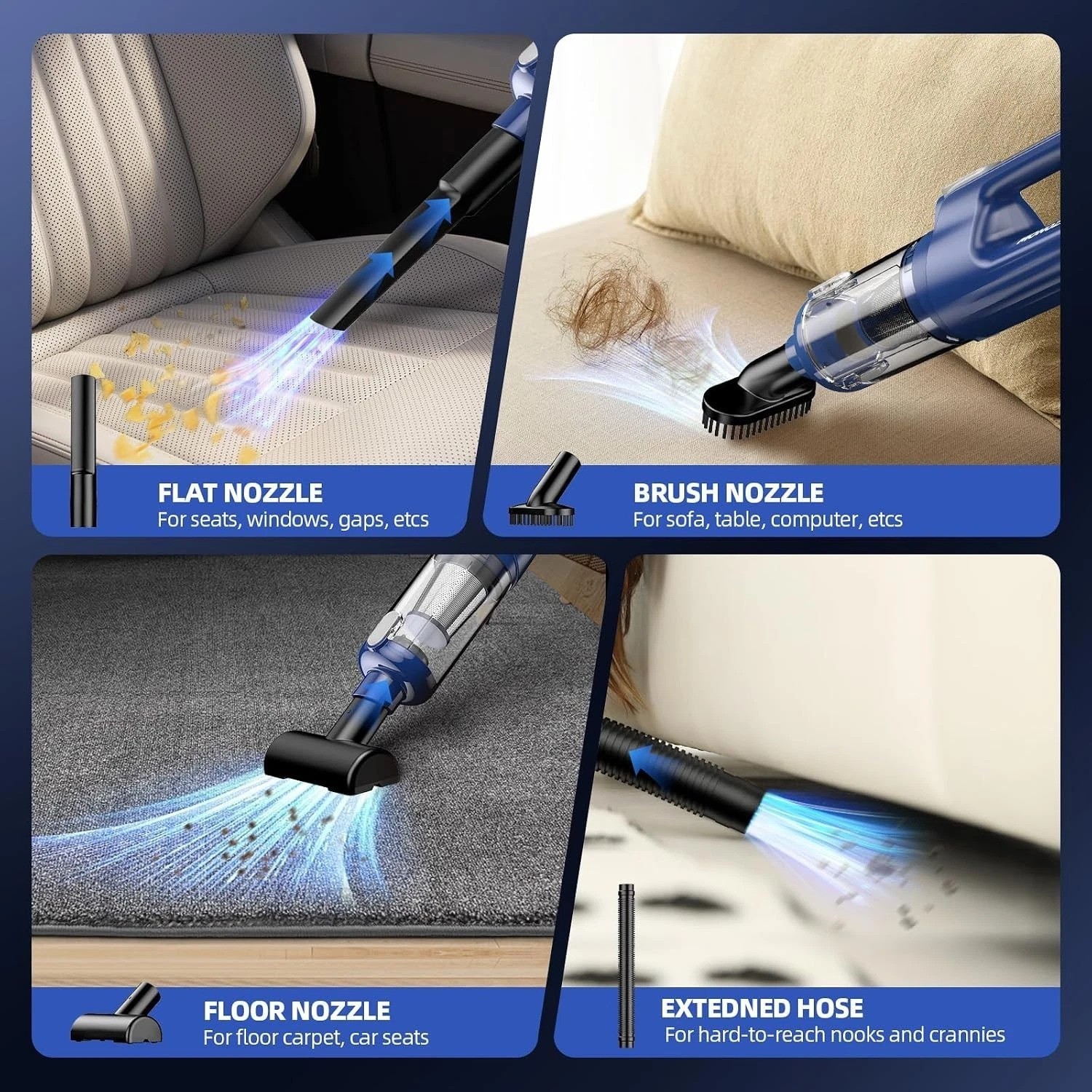 Handheld Vacuum with 7800mAh Battery & LED Light