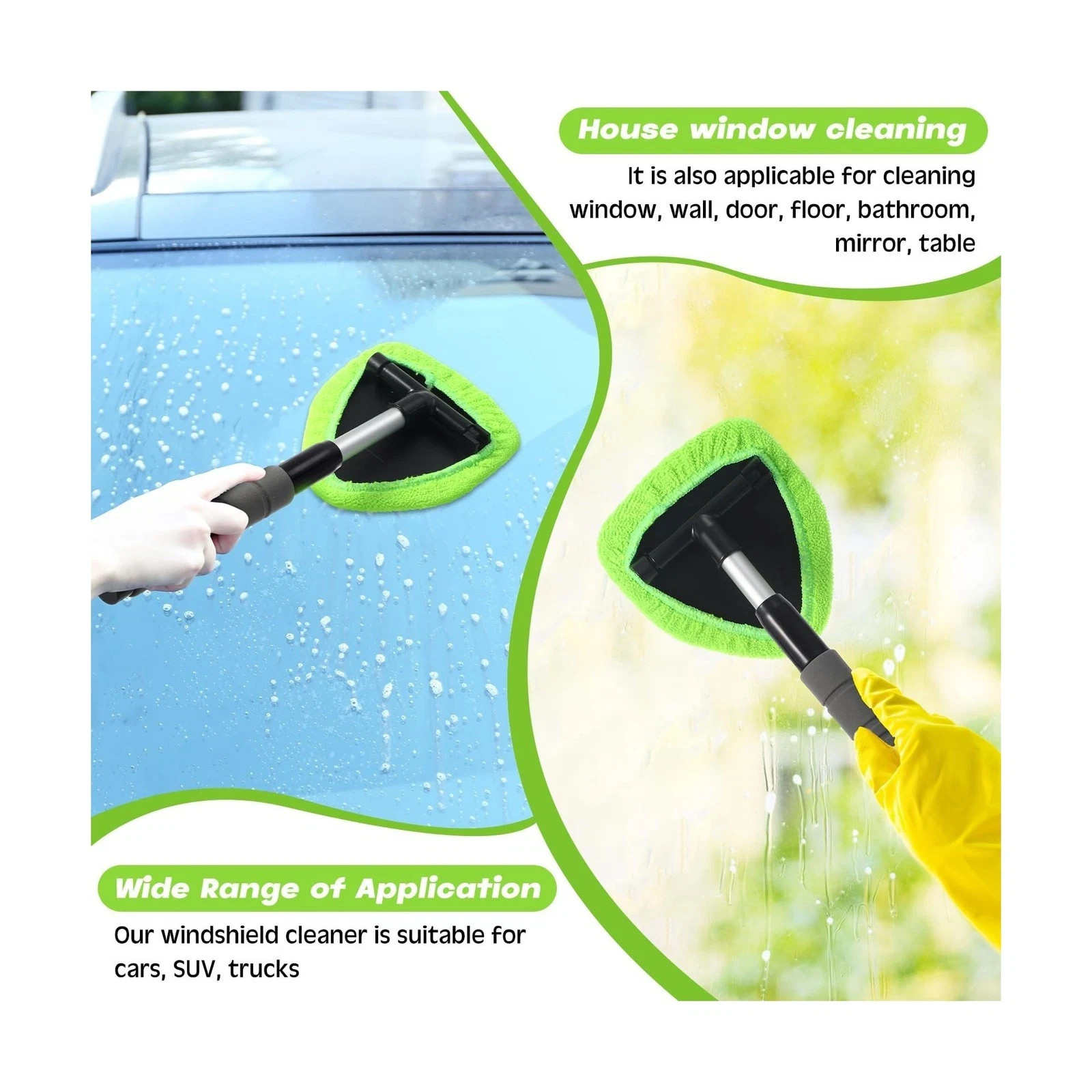Windshield Cleaning Tool Car Window Glass Wiper Cleaner Brush Pad Extendable