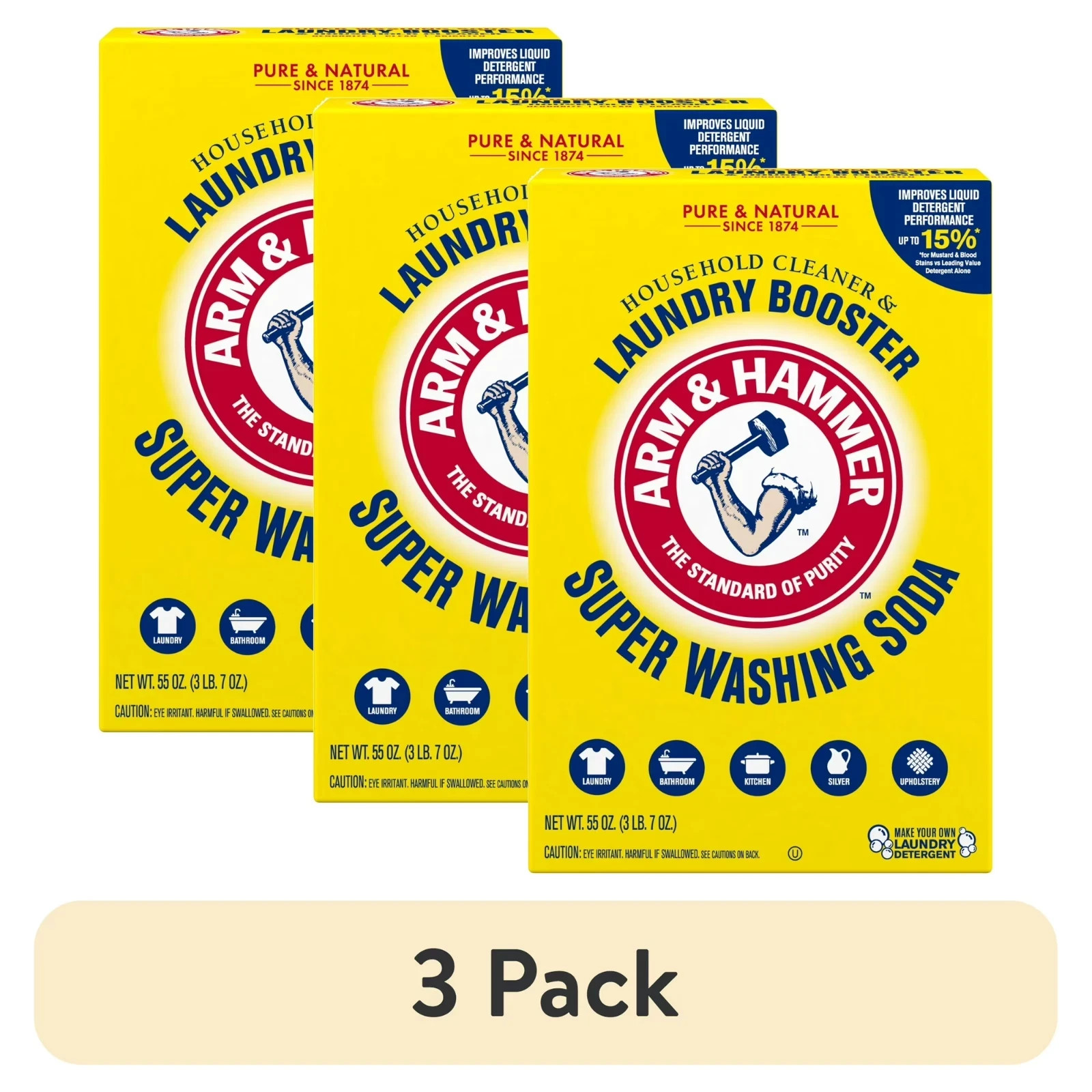 (3 pack) Arm & Hammer Super Washing Soda Detergent Booster & Household Cleaner