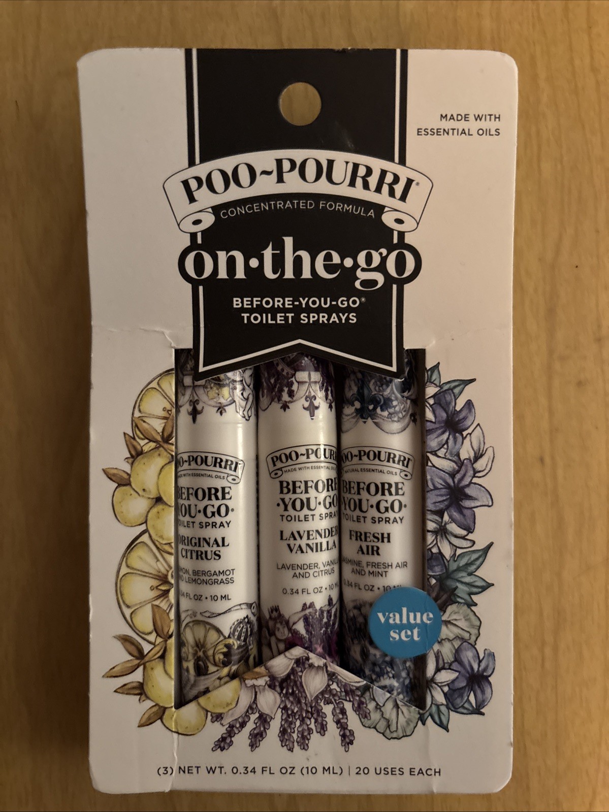 POO POURRI Travel Spray Size Variety 10 mL -Original Citrus, Lavender Vanilla