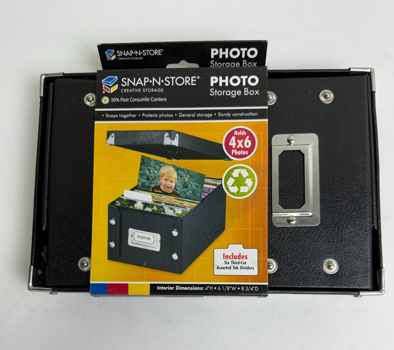 Pair of Snap N Store – Photo Storage Box – Black – 4×6 Photos Organizer – New