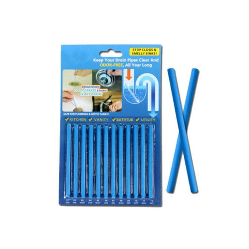 12 Pcs Sani Sticks Pack Odor Drains Drain Clear Cleaner Deodorizer Cleaning