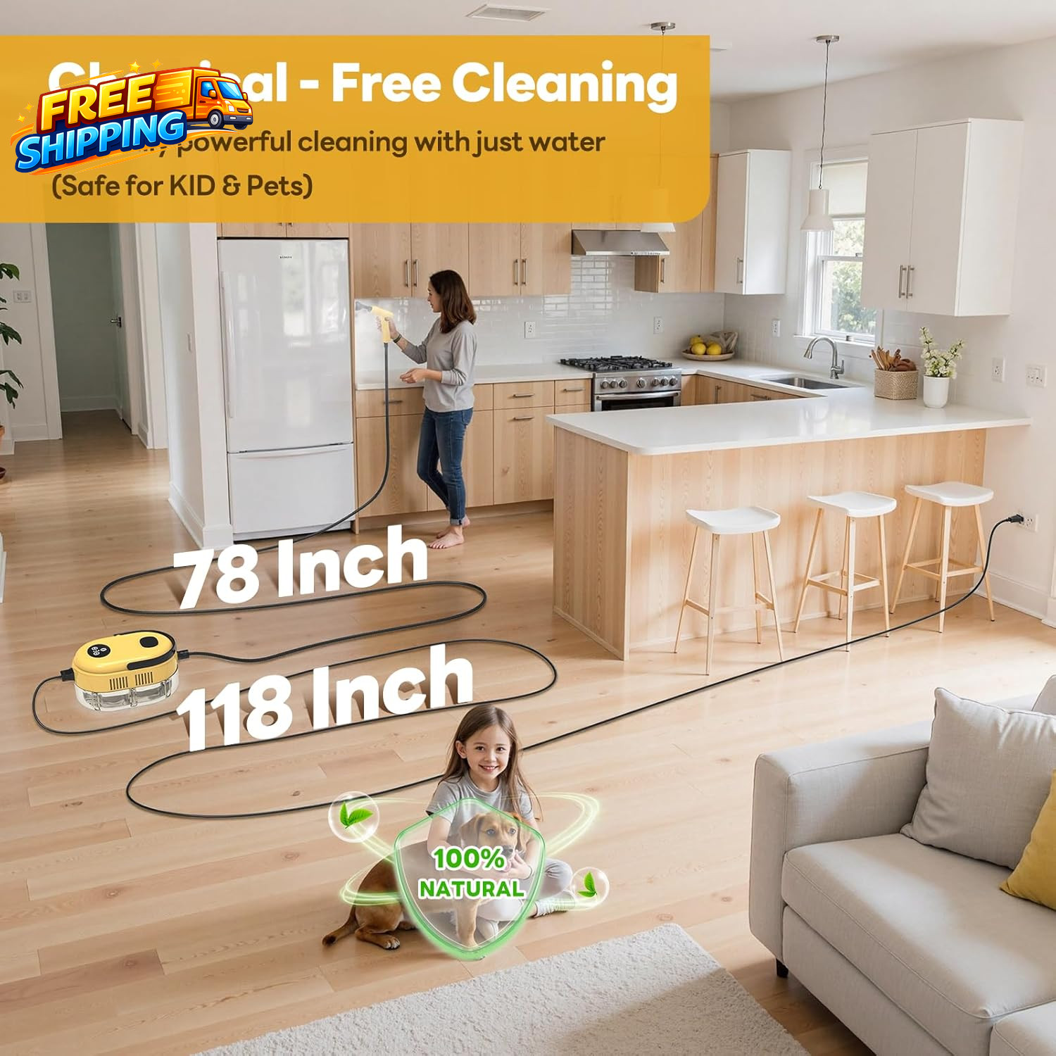 Handheld Steam Cleaner 10S Fast Handheld Heating Steamer for Cleaning 15In1High