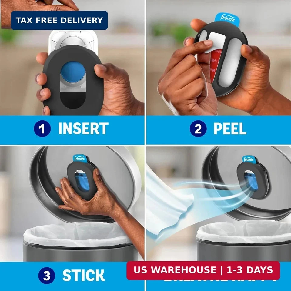 Febreze Trash Odor Fighter, Trash Can Air Freshener, Stick-On Deodorizer for Gar