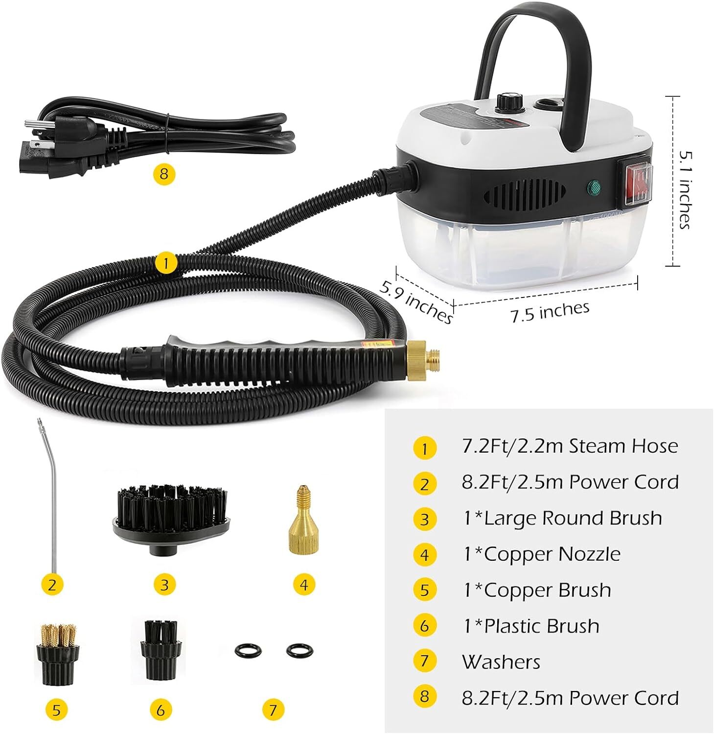 2500W Handheld Car Detailing Cleaning Machine High Temp Steam Cleaner Household