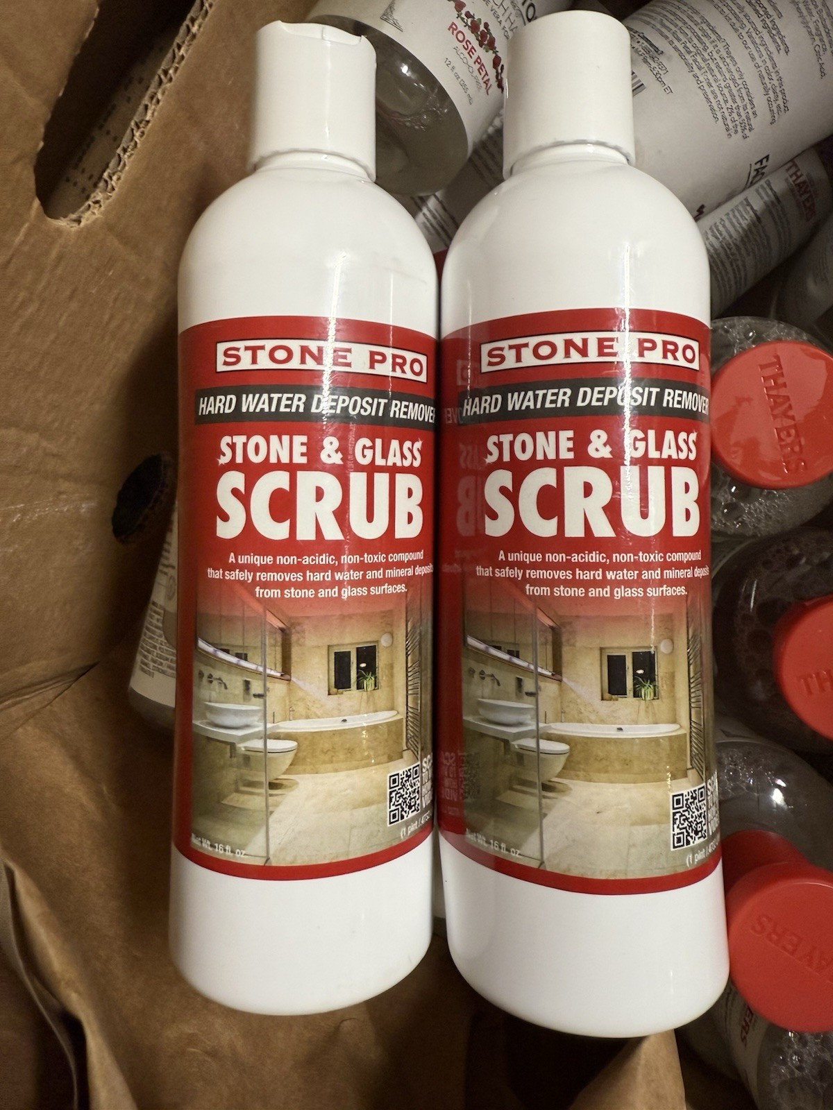 Stone and Glass Scrub – Hard Water Stain Remover – X2 1 Pint Bottles New