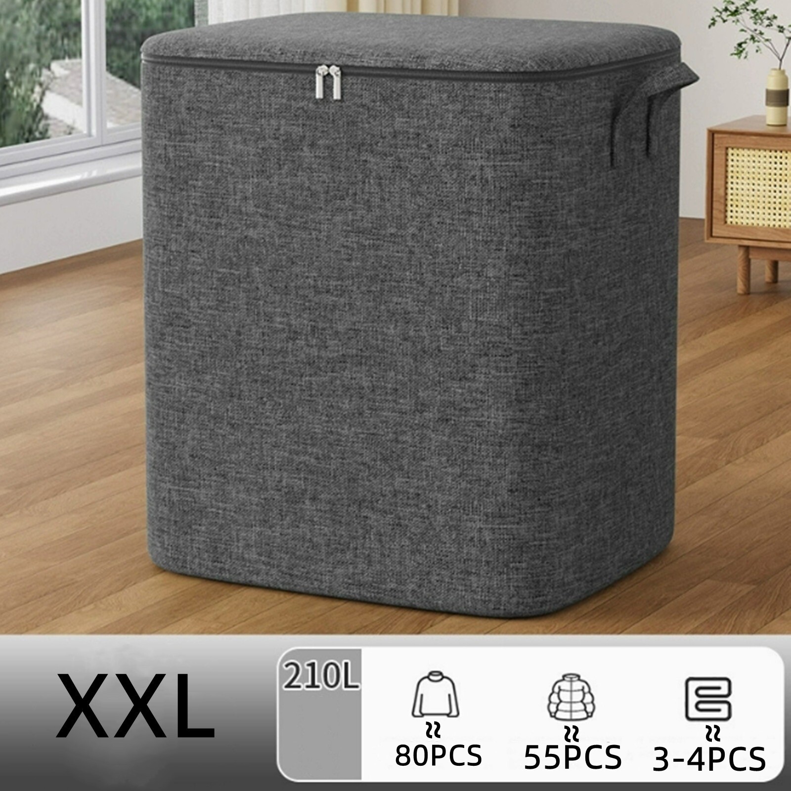 210L Clothes Storage Bag Large Capacity Organizer for Comforters Blanket Bedding