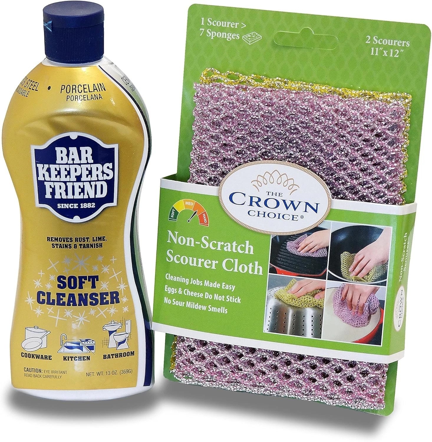Soft Cleanser Liquid 13 OZ and Non Scratch Scouring Scrubber Kit | Multipurpo…