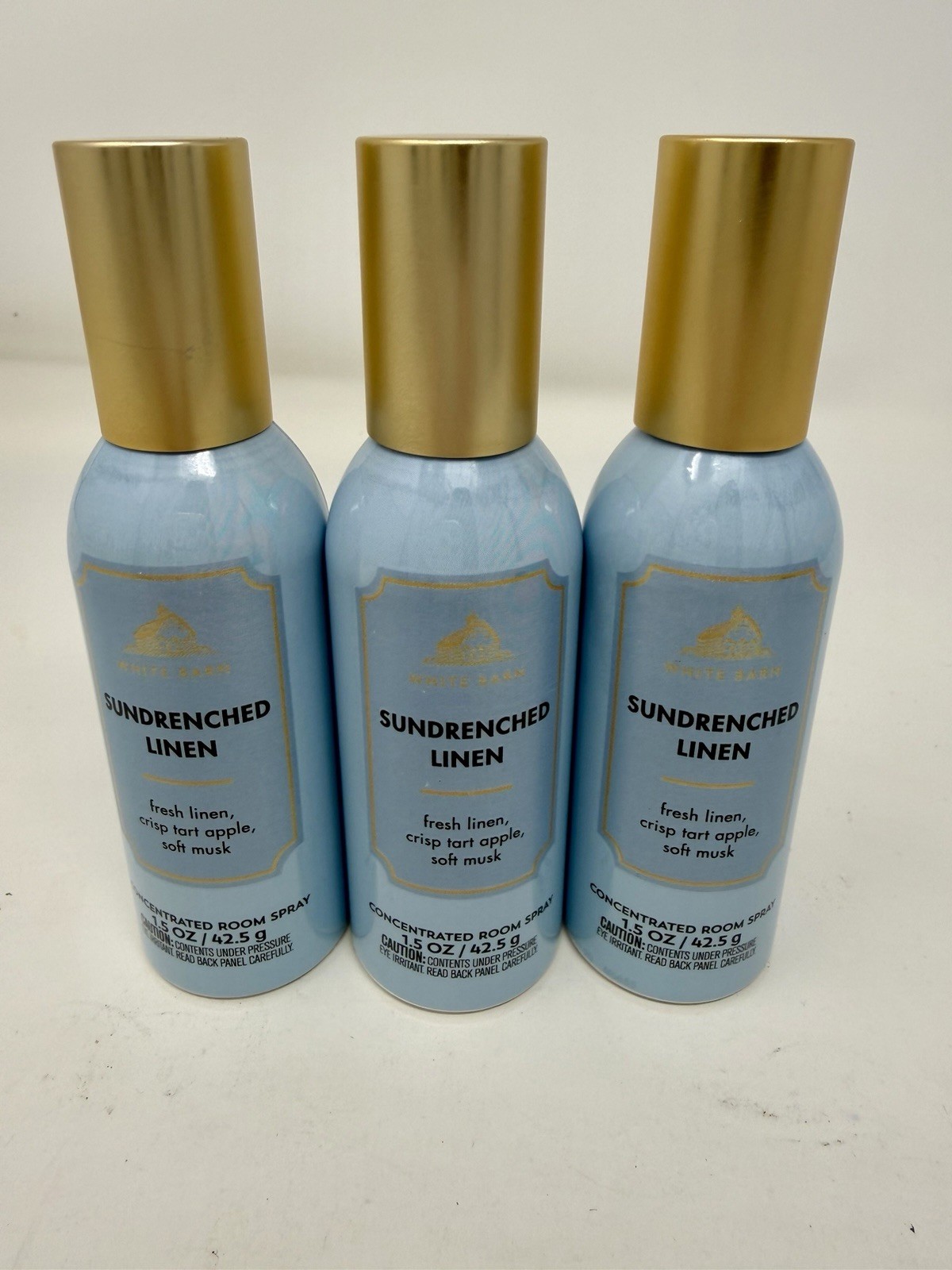 3x Bath & Body Works Sun-drenched Linen Concentrated Room Spray 1.5 Oz