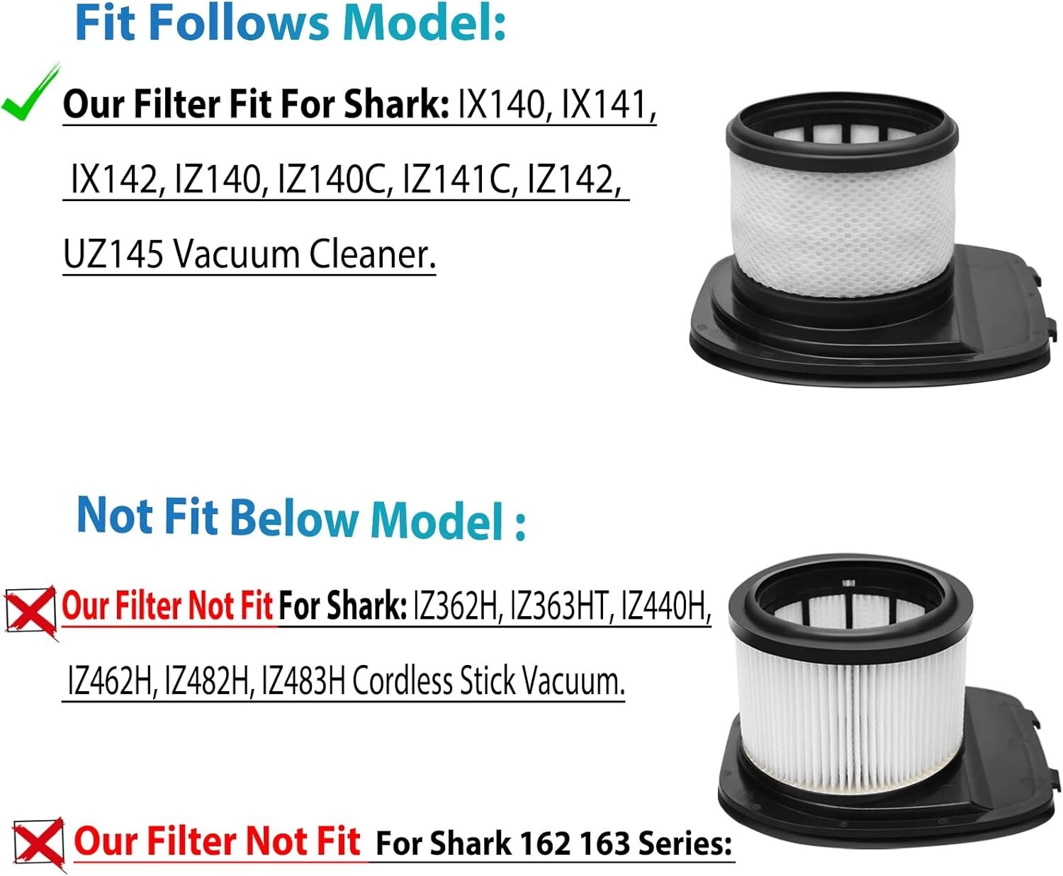 Shark IX141/IX140 Vacuum Filter Kit – 2 HEPA & 4 Foam/Felt Filters