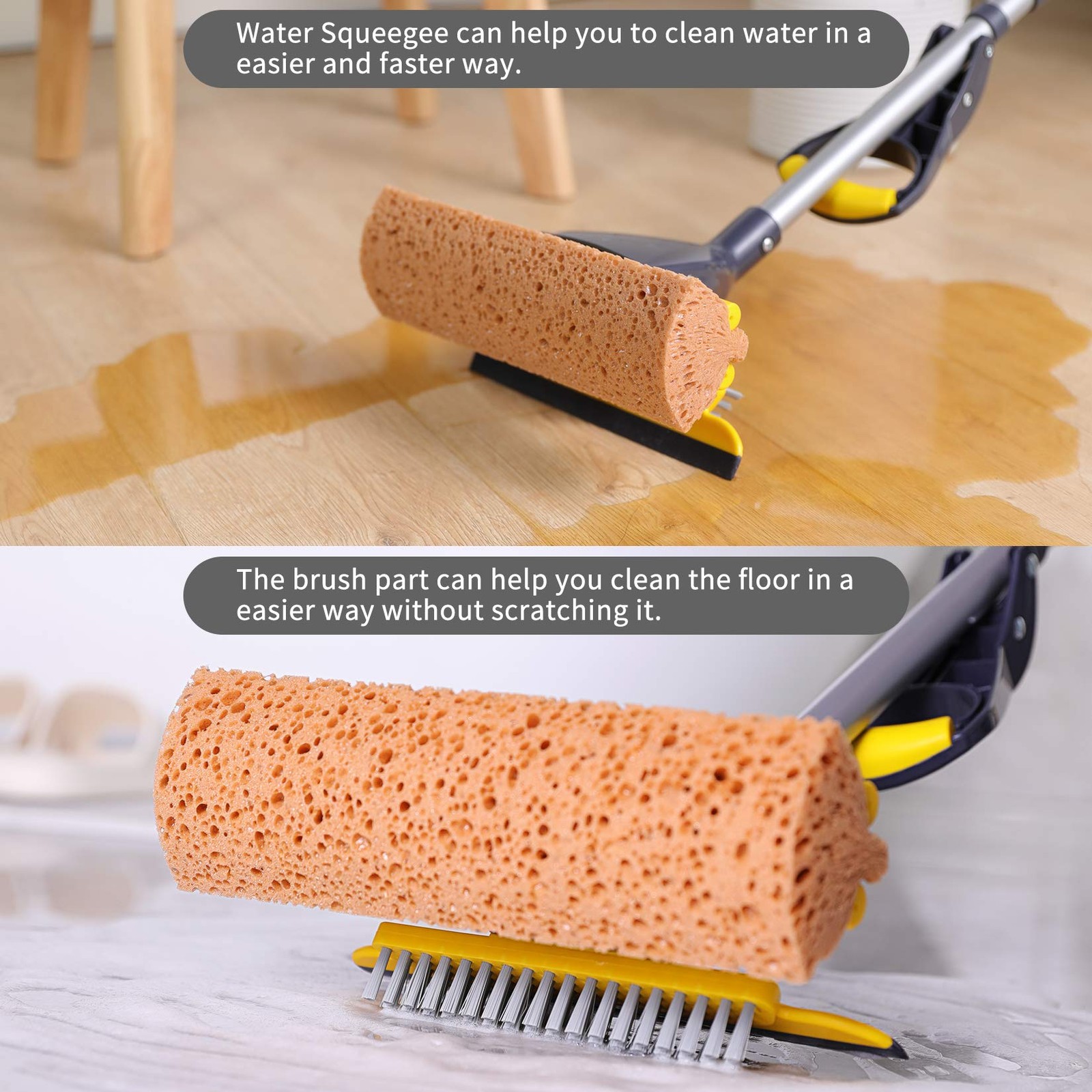 Yocada Sponge Mop Home Commercial Use Tile Floor Bathroom Garage Cleaning wit…