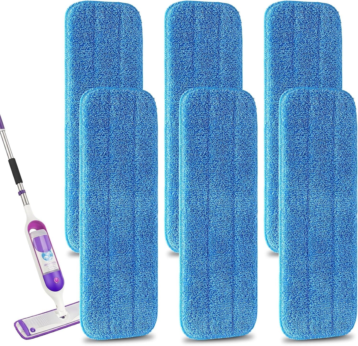 Professional Quality Microfiber Mop Pads 18″ x 6″ – 6 Pack for Deep Cleaning