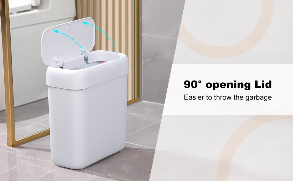 Bathroom Small Trash Can with Lid,10L / 2.7 Gallon Slim Garbage Bin Wastebasket