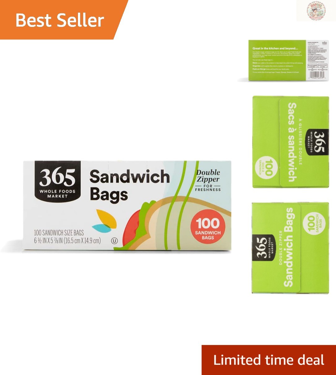 BPA Free Double Zipper Sandwich Storage Bags – 100 Count, Freshness Guaranteed