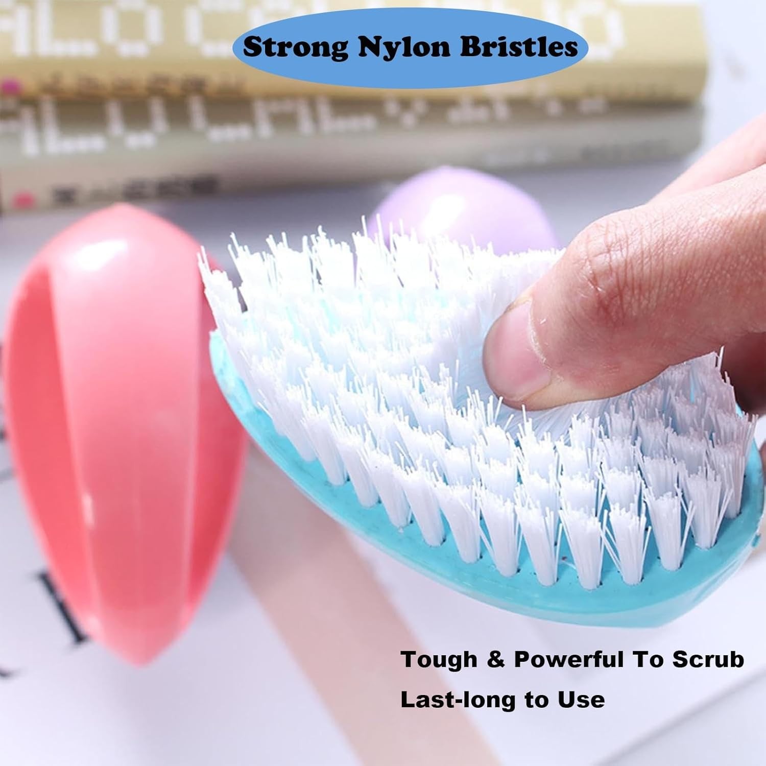 2 Pack Scrubbing Brushes for Cleaning, Heavy Duty Scrub Brush Nylon Stiff