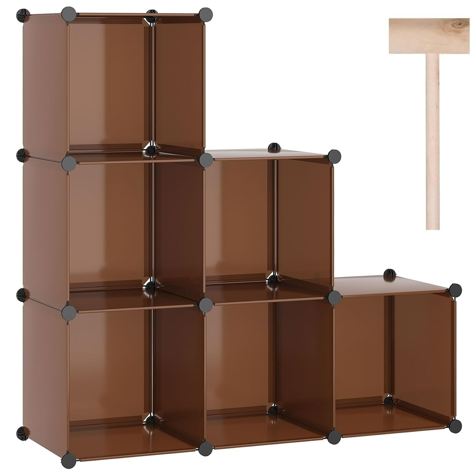 C&AHOME 6-Cube Storage Organizer Black | Stackable Modular Shelving Unit