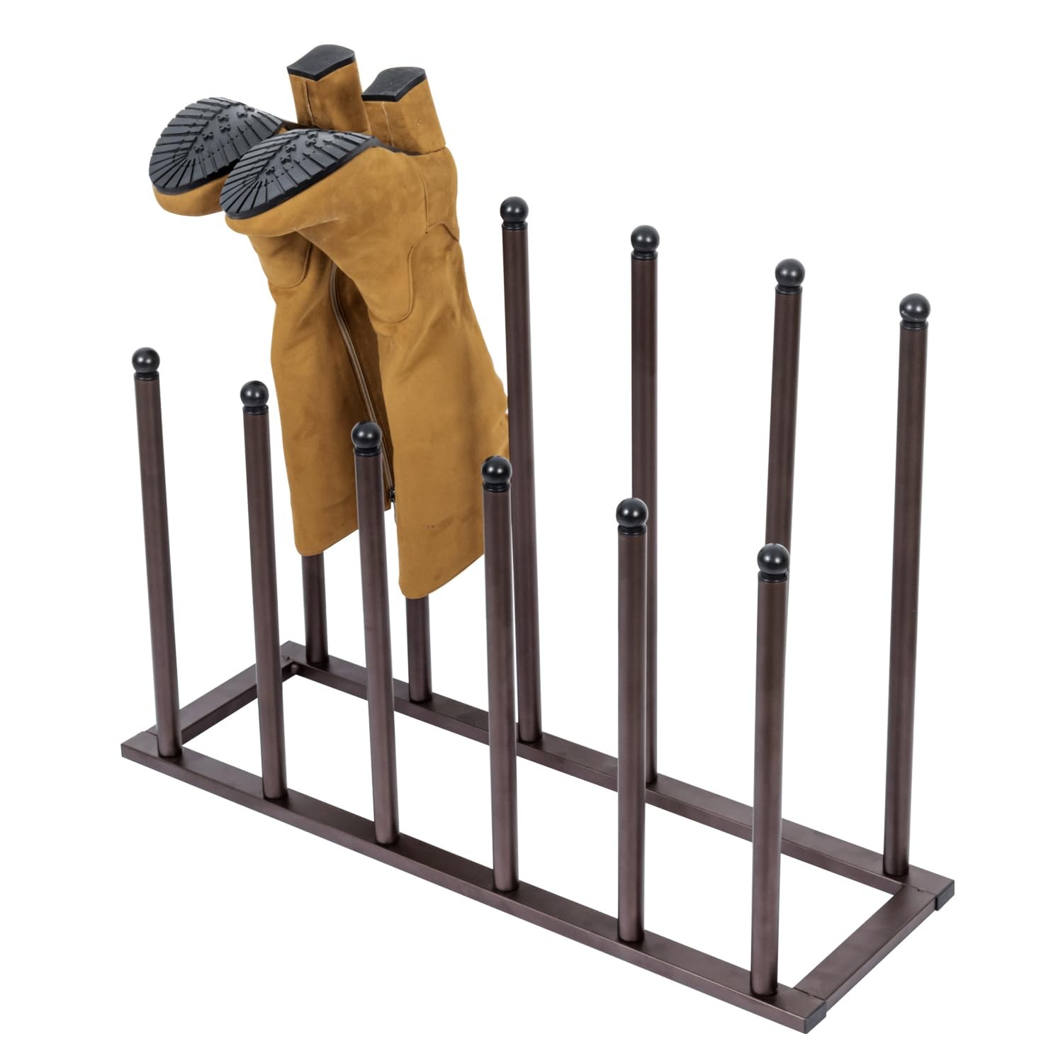Bronze Tone Metal Freestanding Boot Rack, Shoe Rack for Mens Womens Cowboy Bo…